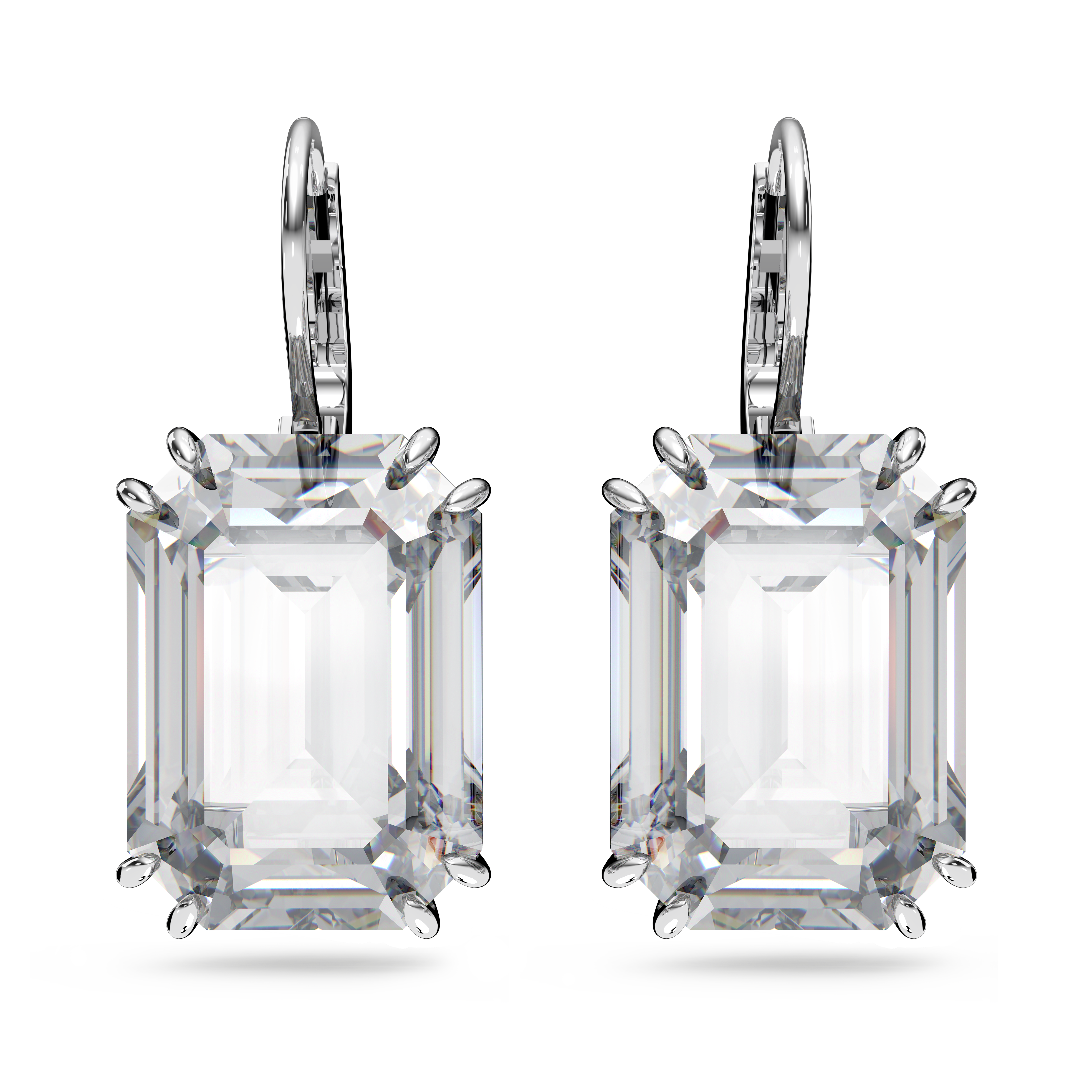 SWAROVSKI MILLENIA DROP EARRINGS, OCTAGON CUT, WHITE, RHODIUM PLATED 5636569