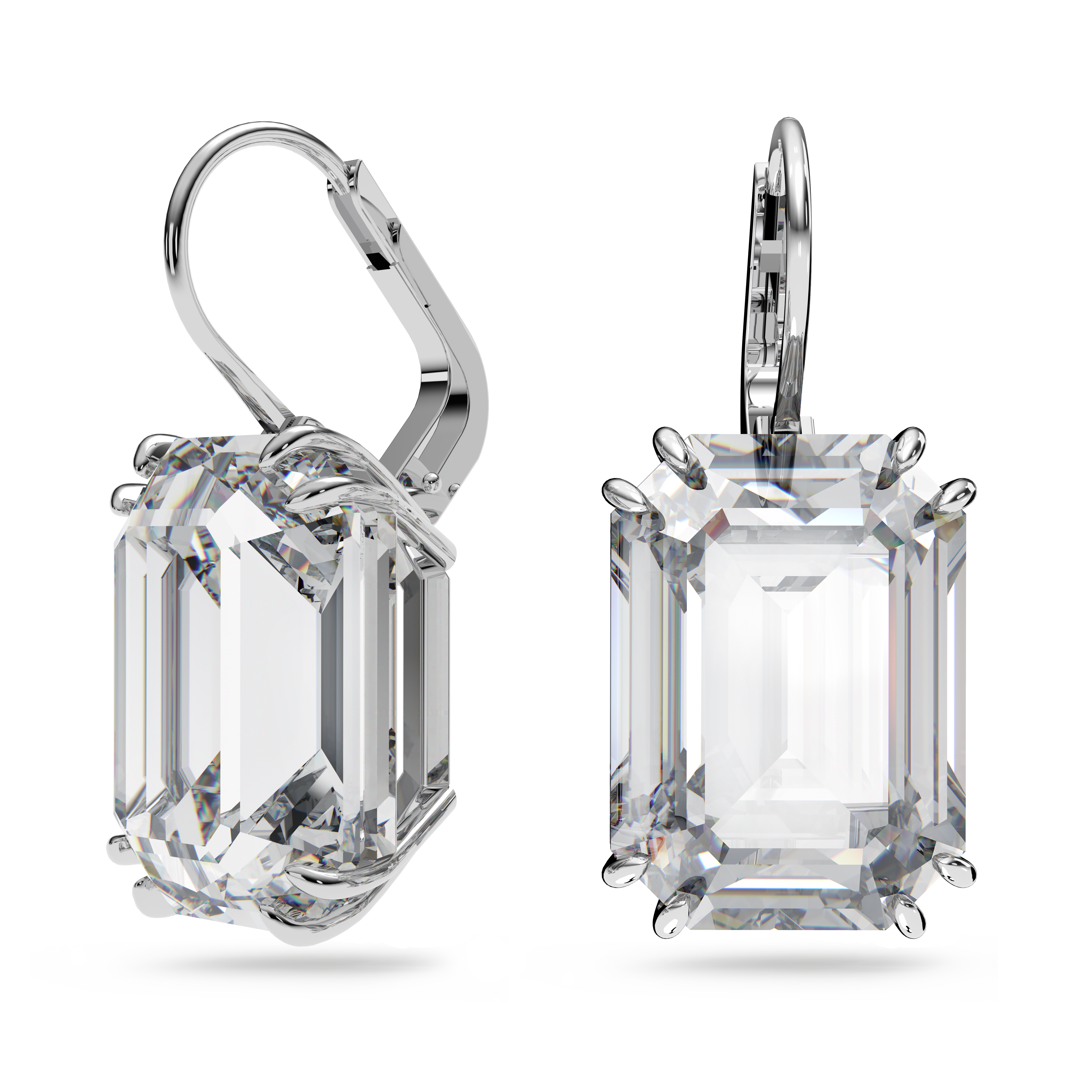 SWAROVSKI MILLENIA DROP EARRINGS, OCTAGON CUT, WHITE, RHODIUM PLATED 5636569