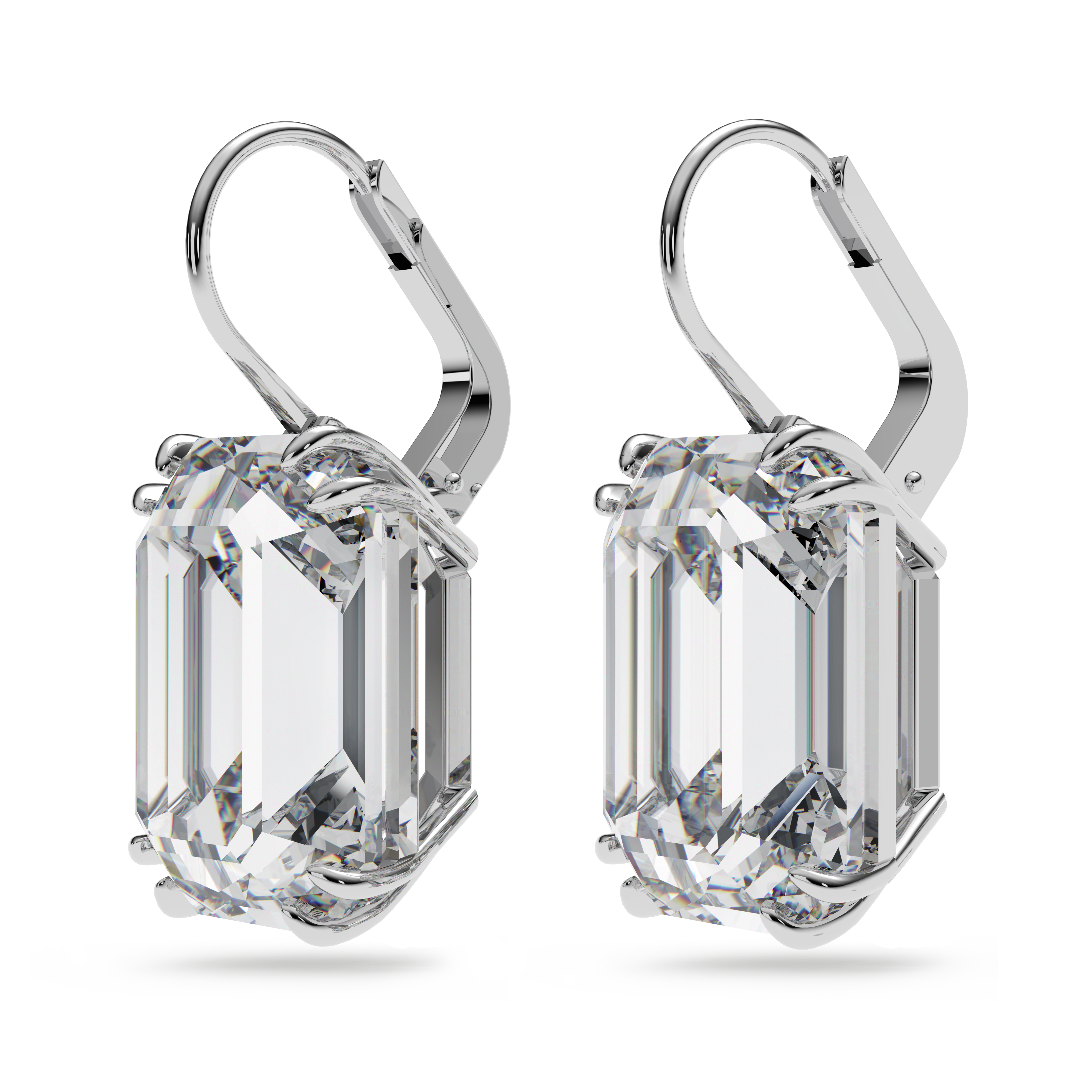 Swarovski Millenia drop earrings, Octagon cut, White, Rhodium