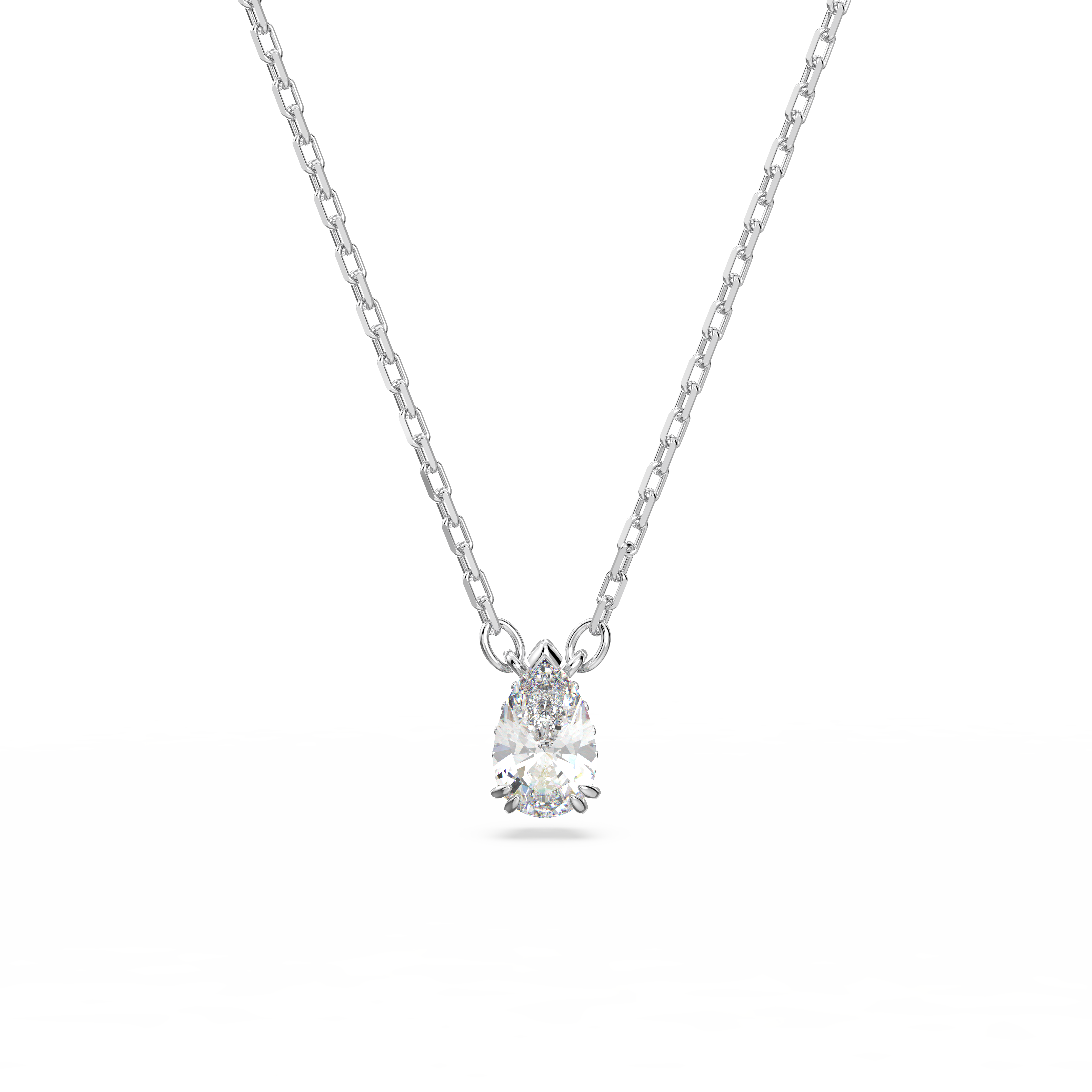 Swarovski Stilla pendant, Pear cut, White, Rhodium plated 5636708
