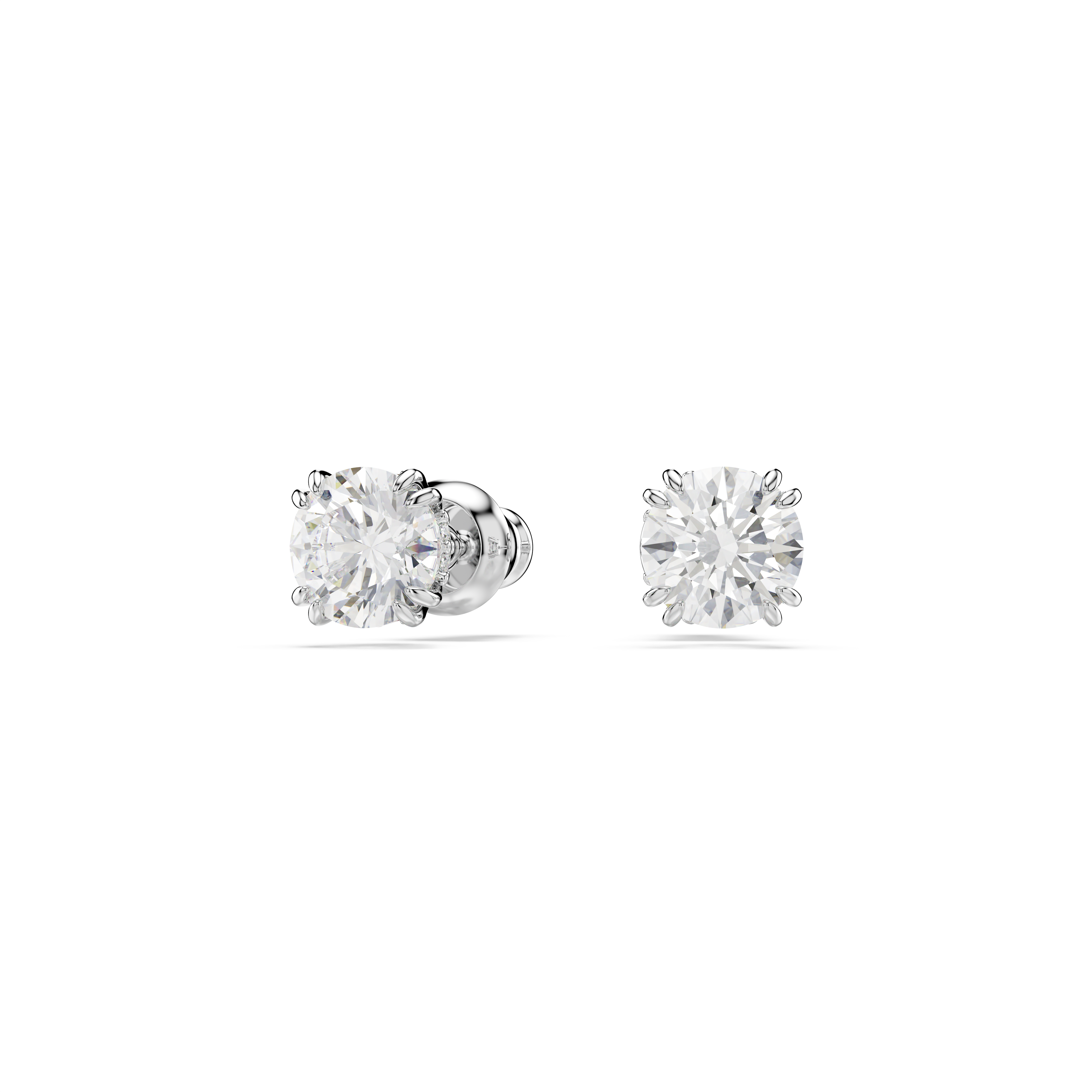 Swarovski Stilla stud earrings, Round cut, White, Rhodium plated 5636712