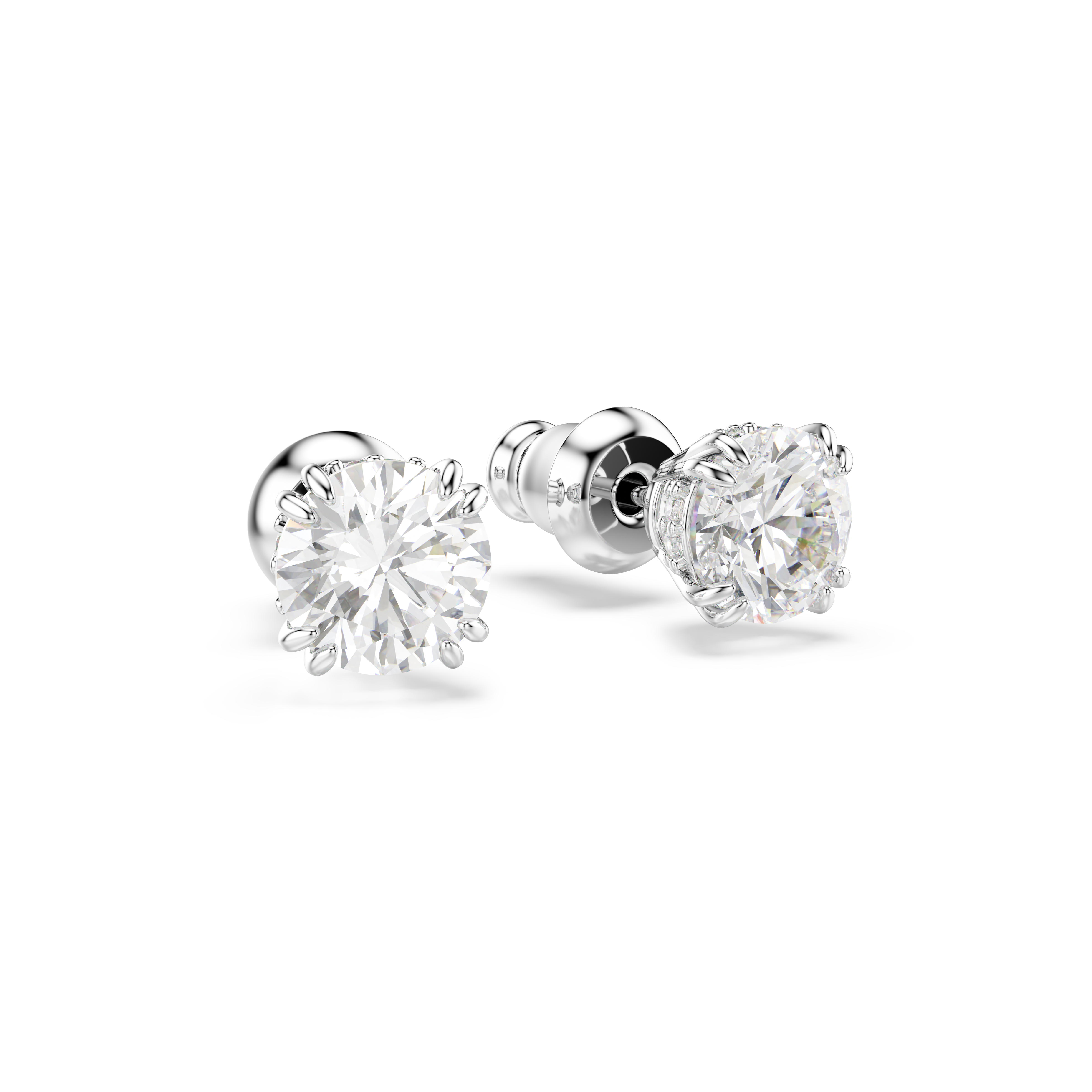 Swarovski Stilla stud earrings, Round cut, White, Rhodium plated 5636712