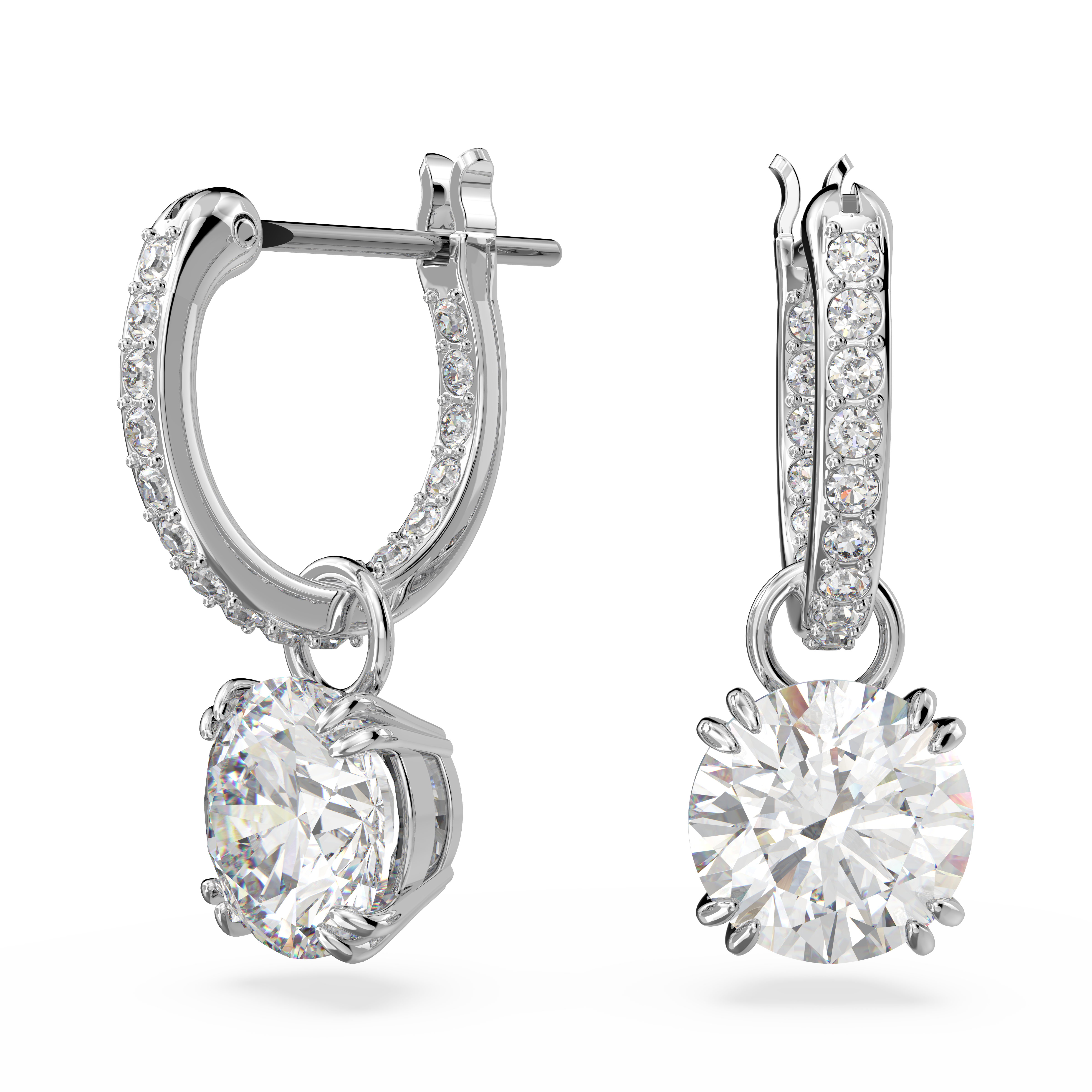 SWAROVSKI CONSTELLA DROP EARRINGS, ROUND CUT, WHITE, RHODIUM PLATED 5636717