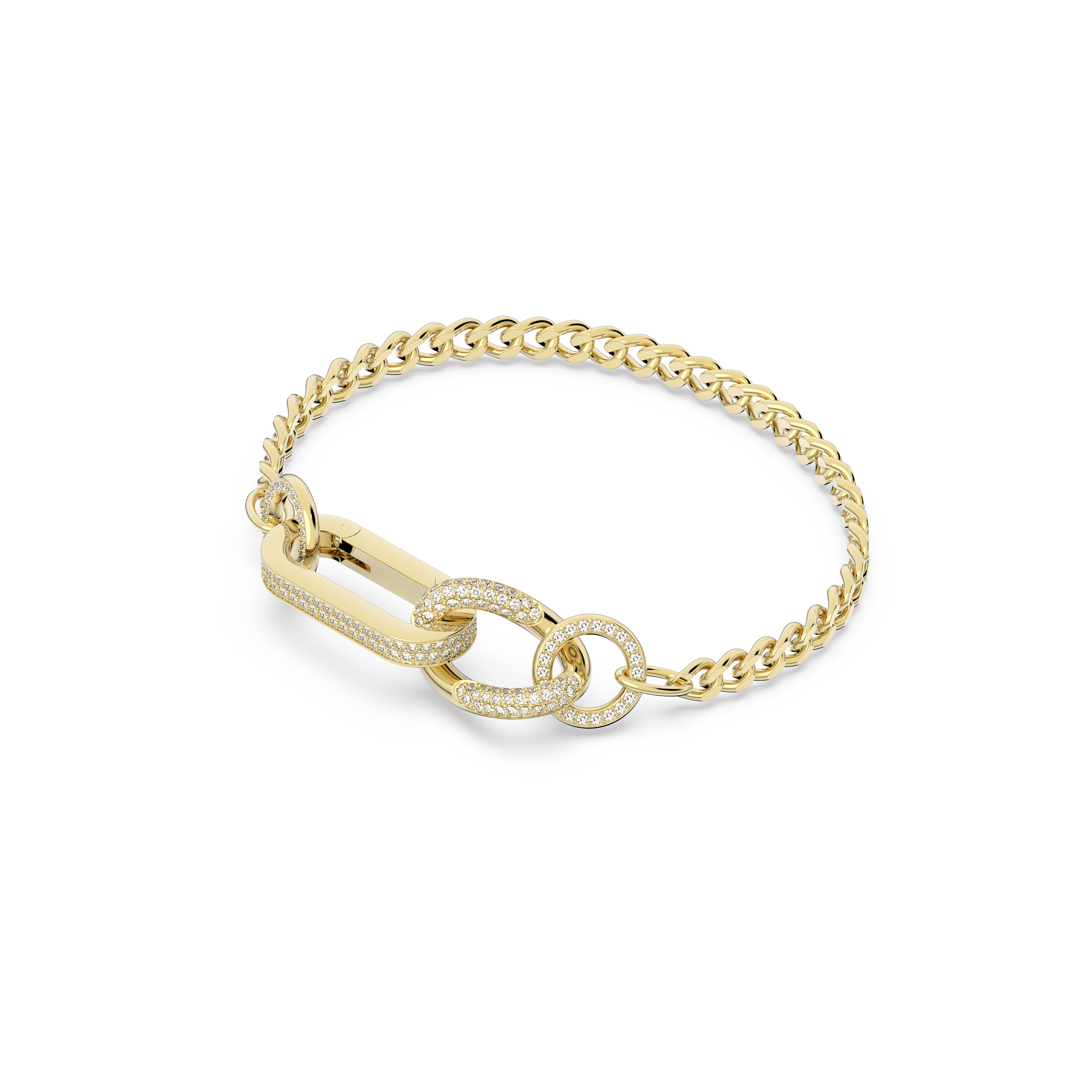 SWAROVSKI DEXTERA BRACELET, PAVÉ, MIXED LINKS, WHITE, GOLD-TONE PLATED