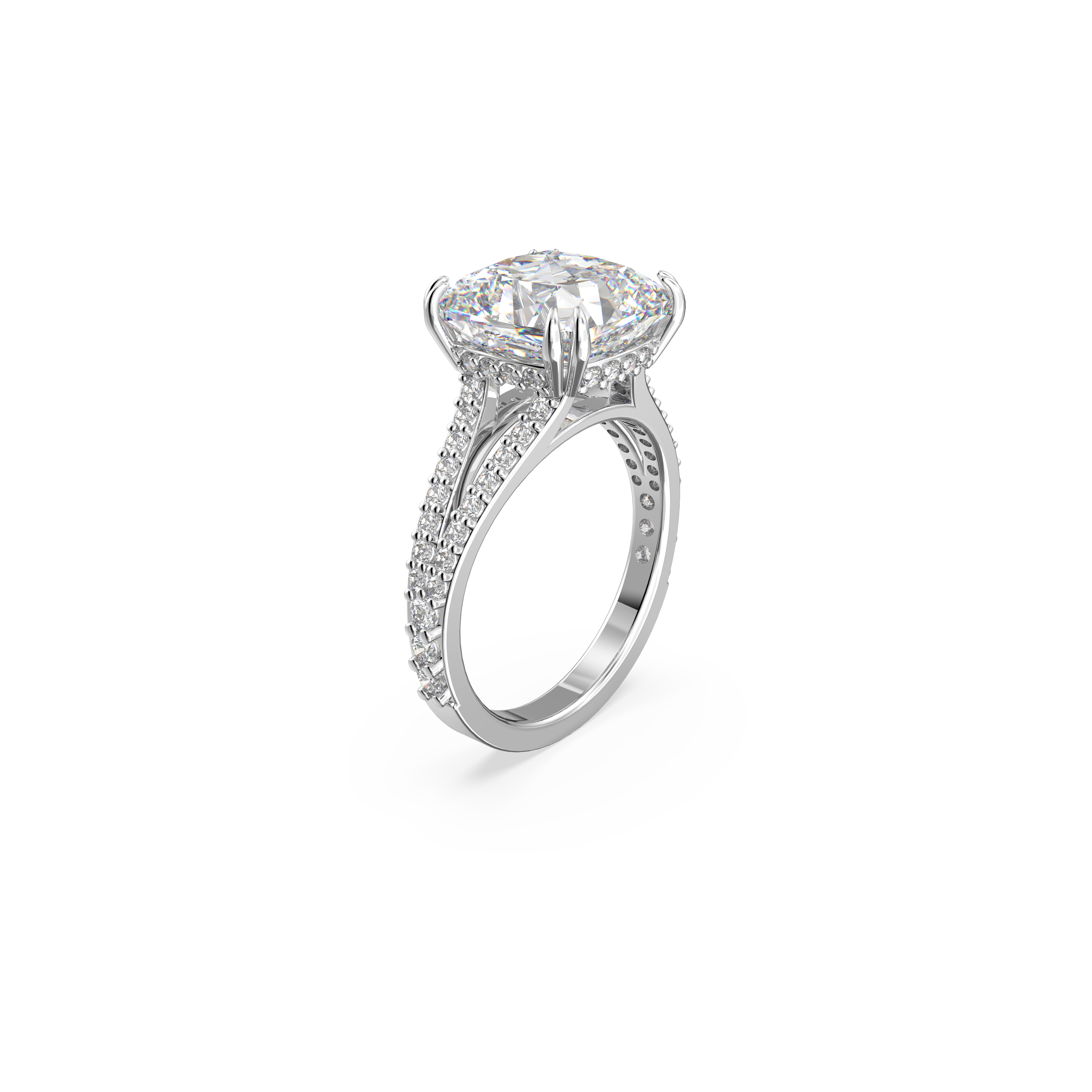 SWAROVSKI CONSTELLA COCKTAIL RING, SQUARE CUT, PAVÉ, WHITE, RHODIUM PLATED