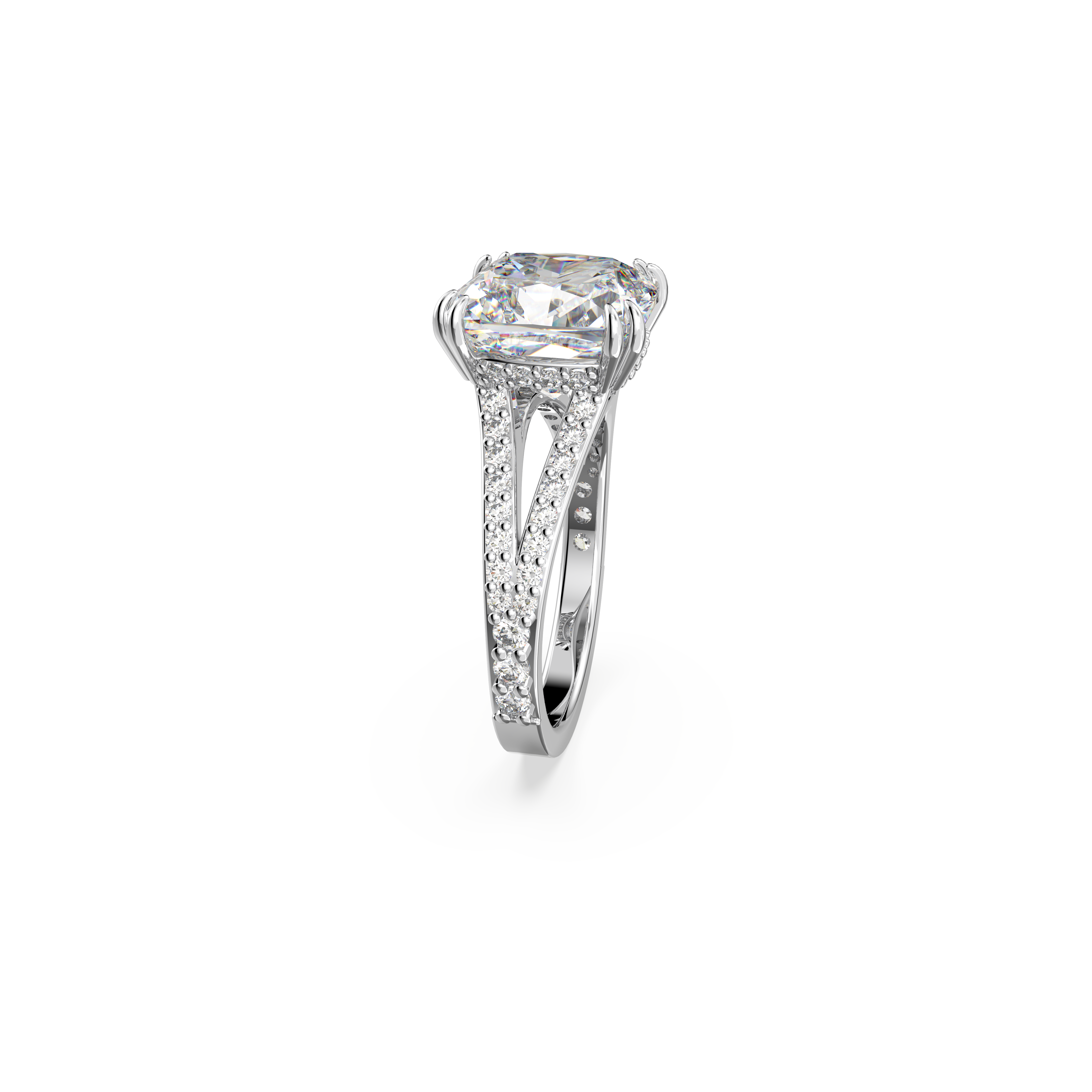 SWAROVSKI CONSTELLA COCKTAIL RING, SQUARE CUT, PAVÉ, WHITE, RHODIUM PLATED