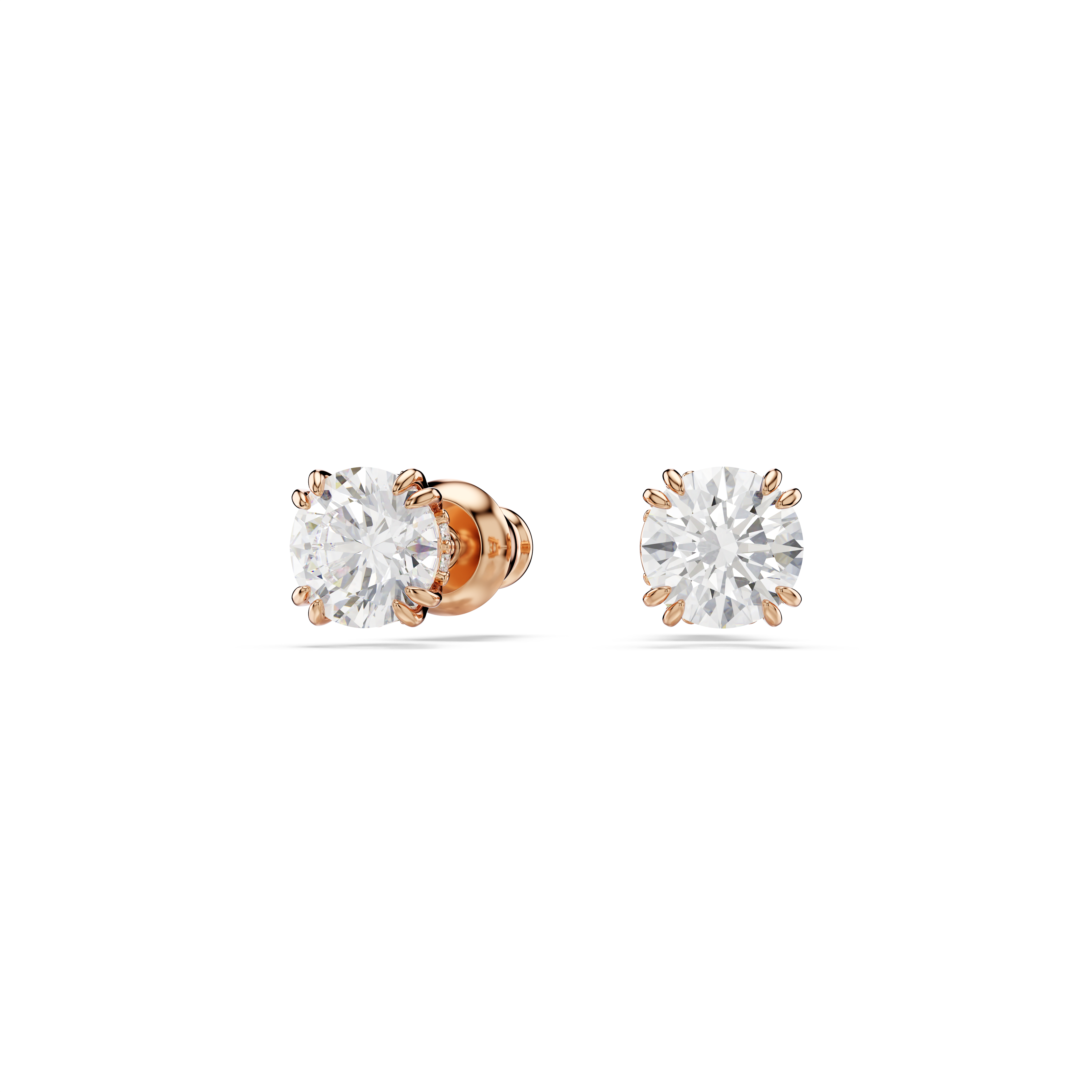 Swarovski Stilla stud earrings, Round cut, White, Rose gold-tone plated 5638801