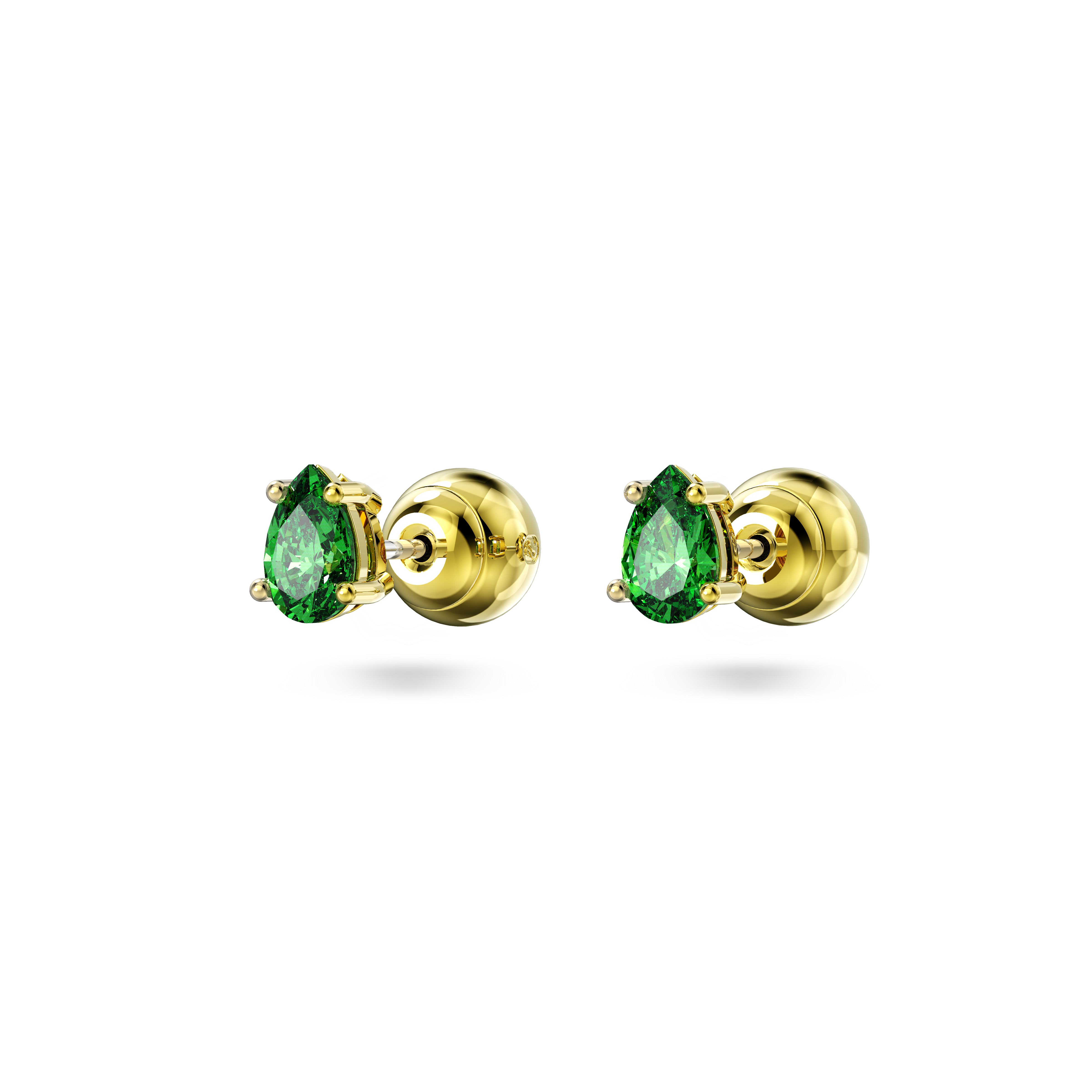 SWAROVSKI STILLA STUD EARRINGS, PEAR CUT, GREEN, GOLD-TONE PLATED 5639120