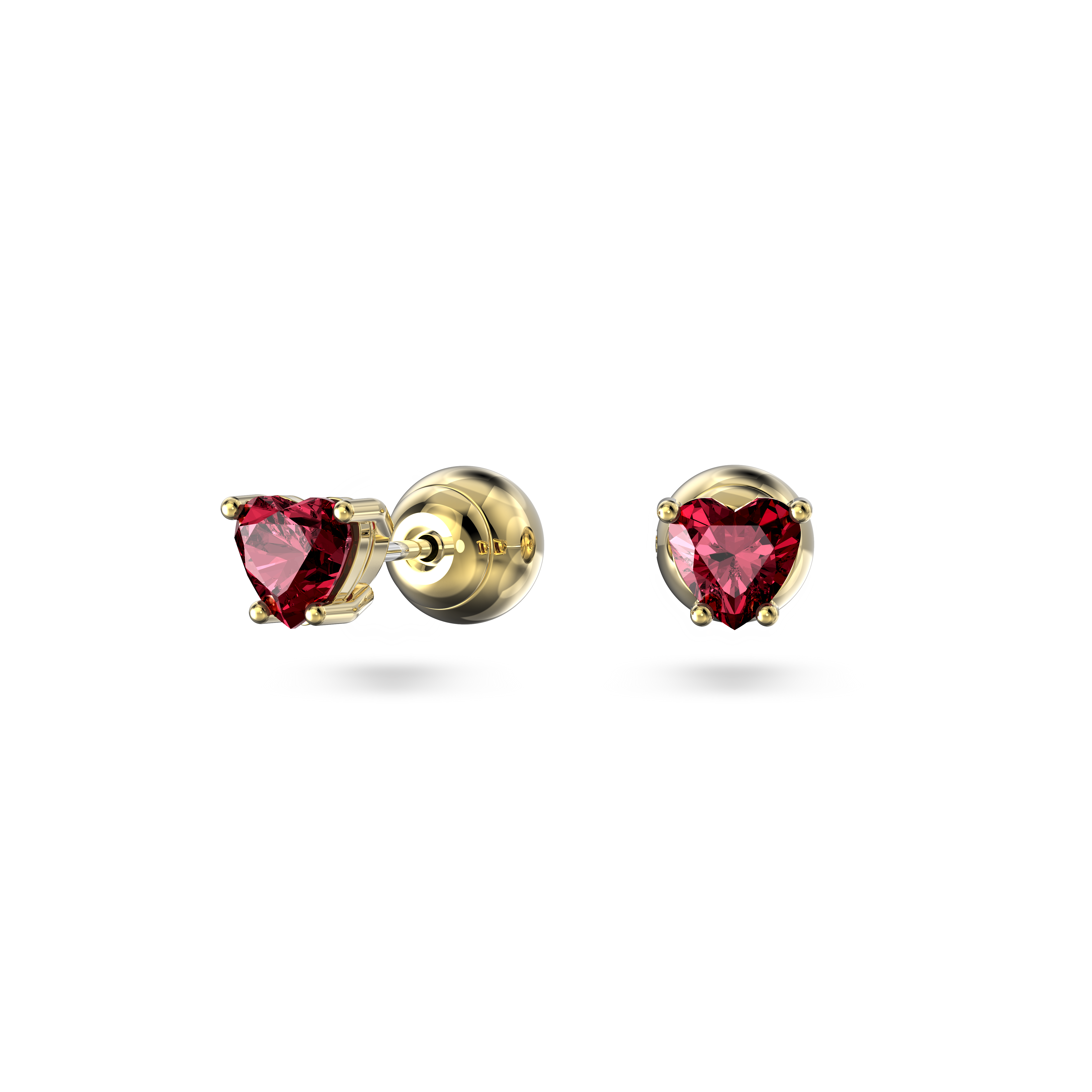 SWAROVSKI STILLA STUD EARRINGS, HEART, RED, GOLD-TONE PLATED 5639133