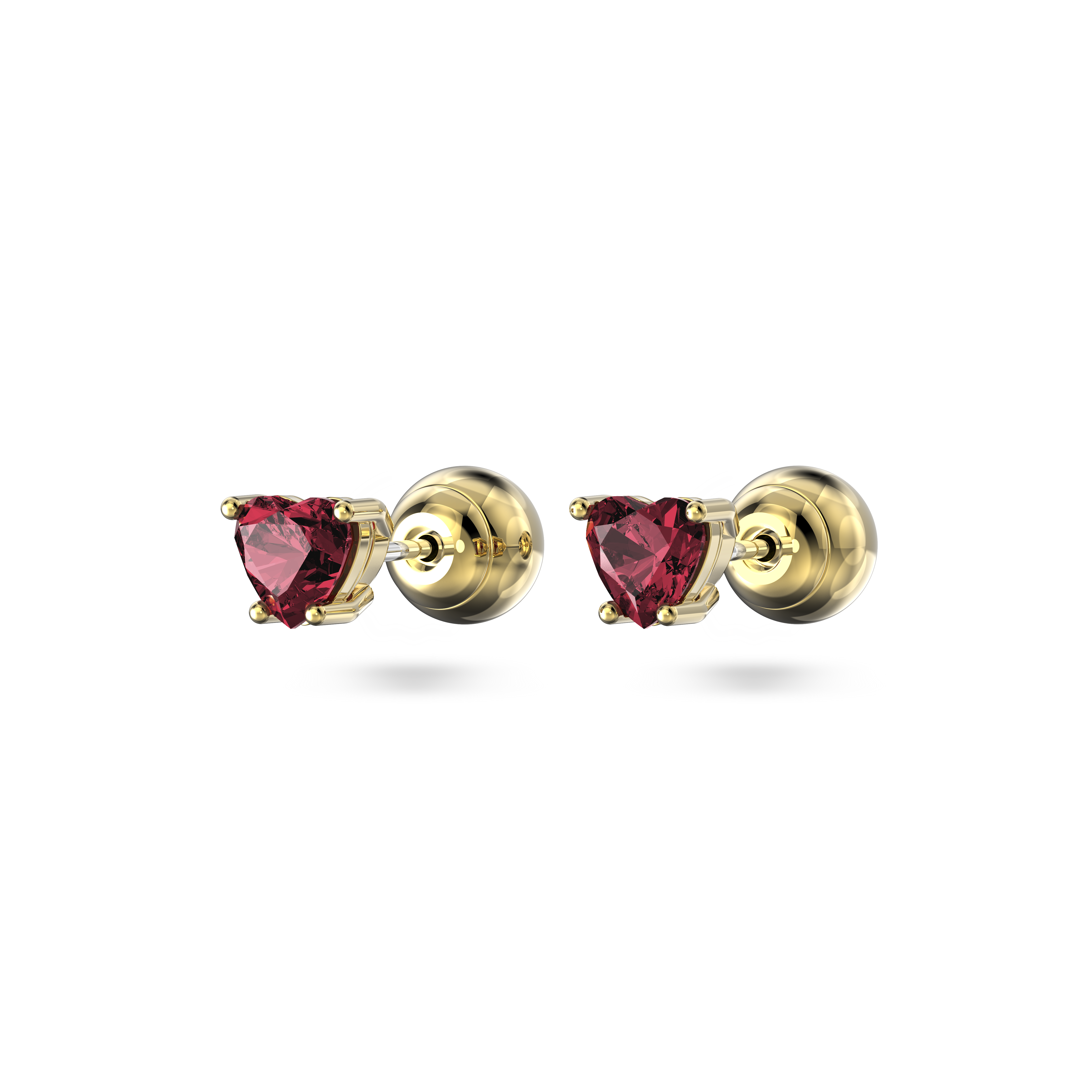 SWAROVSKI STILLA STUD EARRINGS, HEART, RED, GOLD-TONE PLATED 5639133