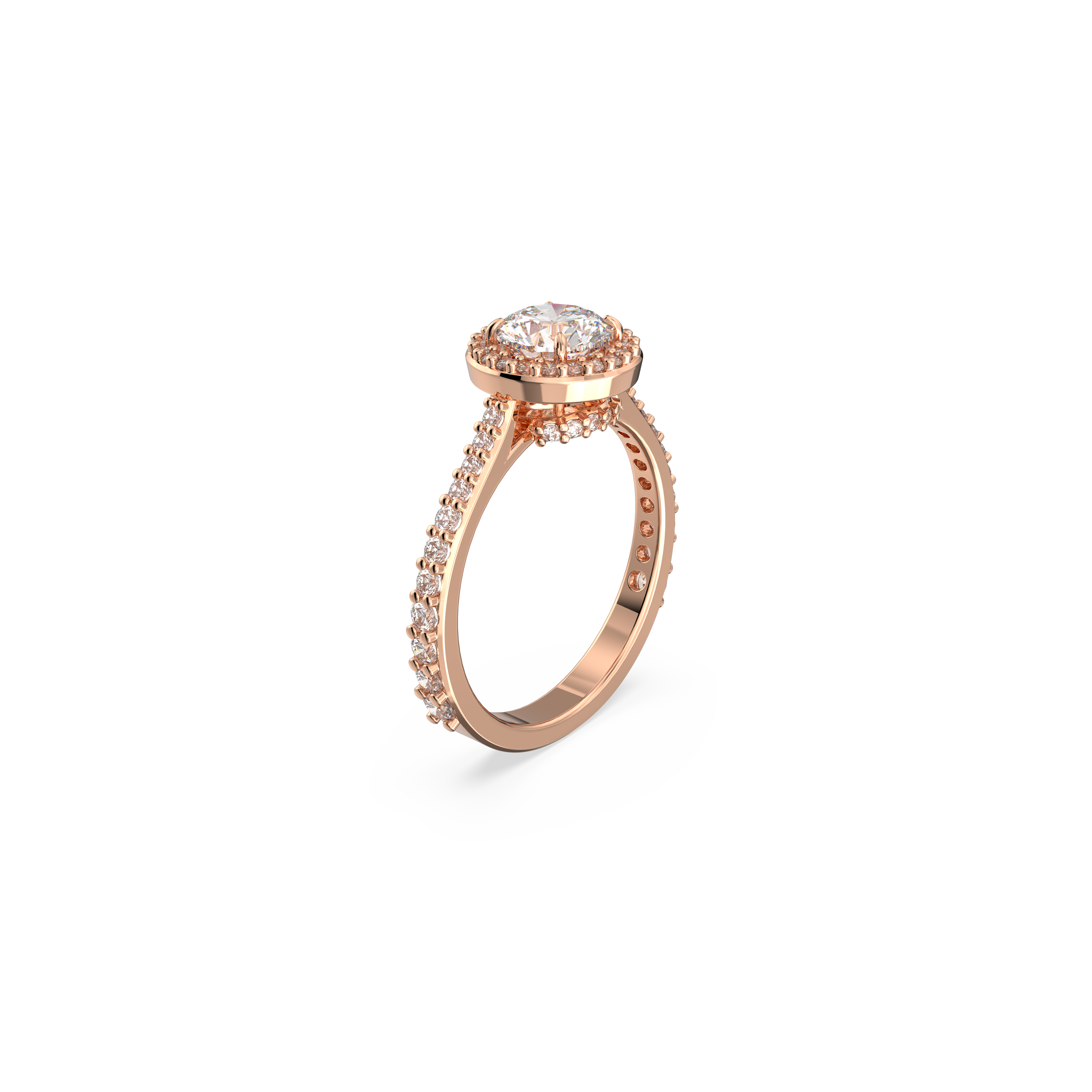 SWAROVSKI CONSTELLA COCKTAIL RING, ROUND CUT, PAVÉ, WHITE, ROSE GOLD-TONE PLATED