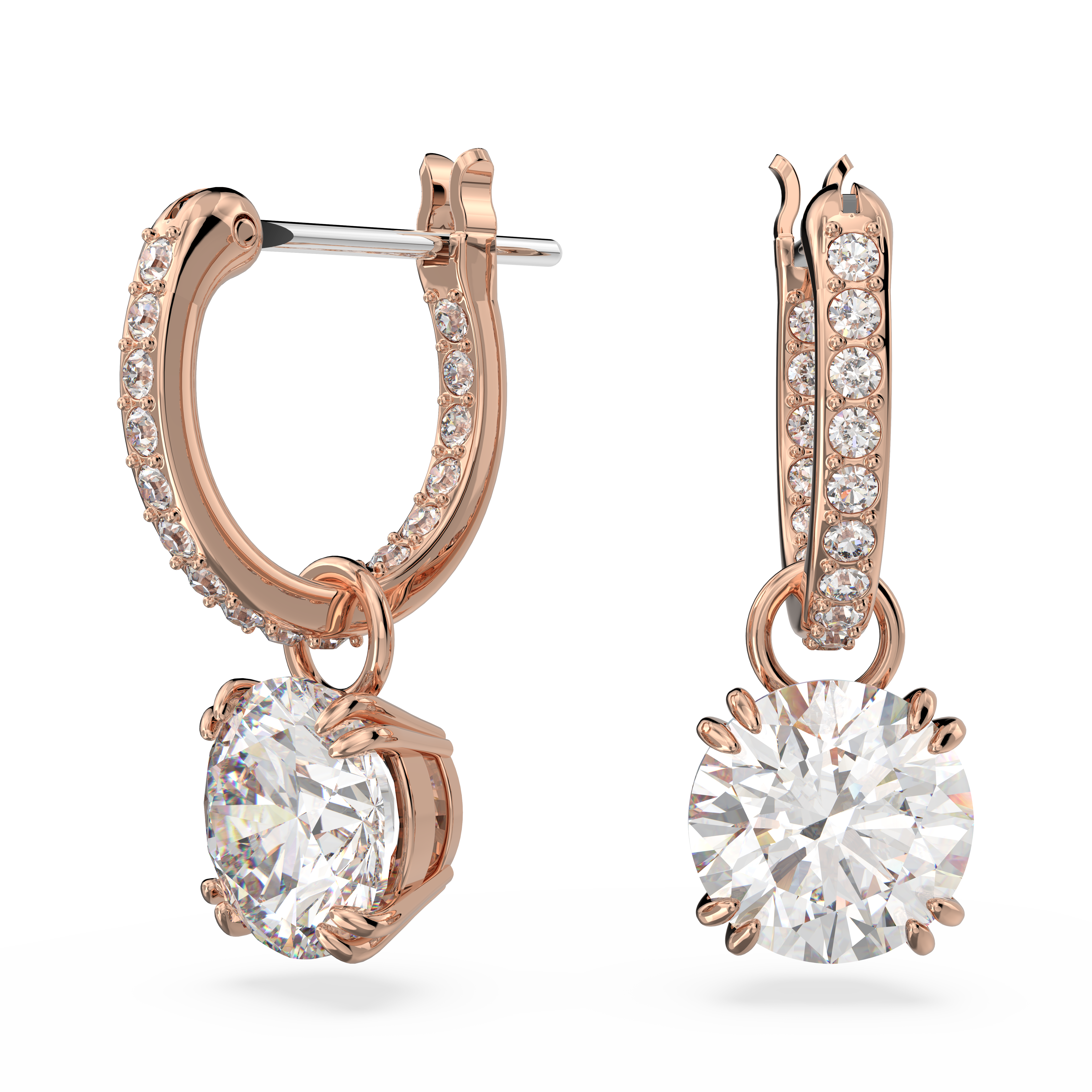 SWAROVSKI CONSTELLA DROP EARRINGS, ROUND CUT, WHITE, ROSE GOLD-TONE PLATED 5639975