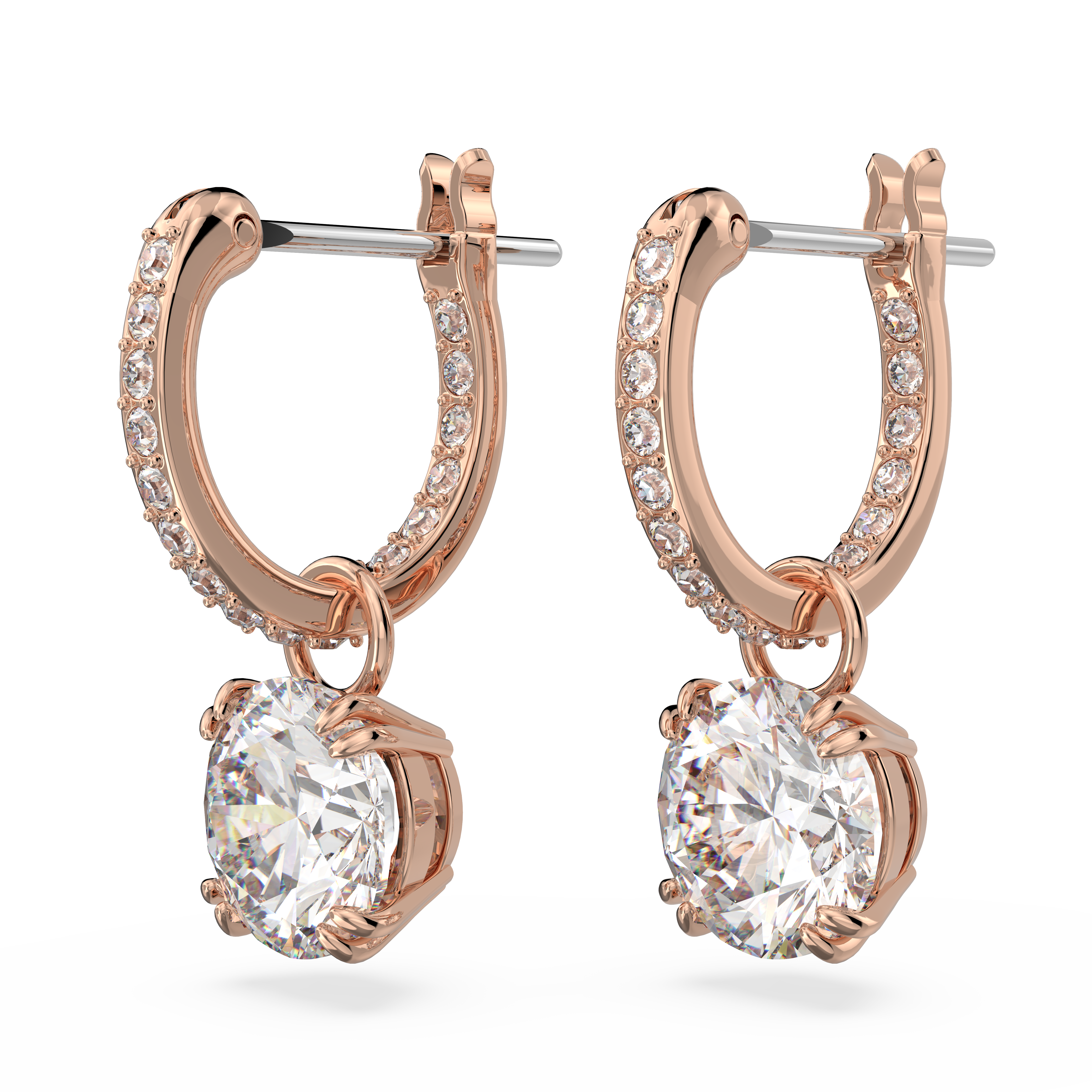 SWAROVSKI CONSTELLA DROP EARRINGS, ROUND CUT, WHITE, ROSE GOLD-TONE PLATED 5639975