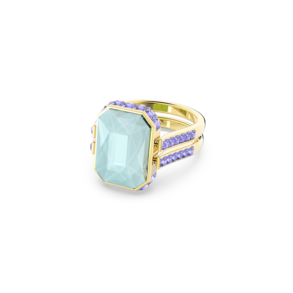 Swarovski Orbita ring, Octagon cut, Multicolored, Gold-tone