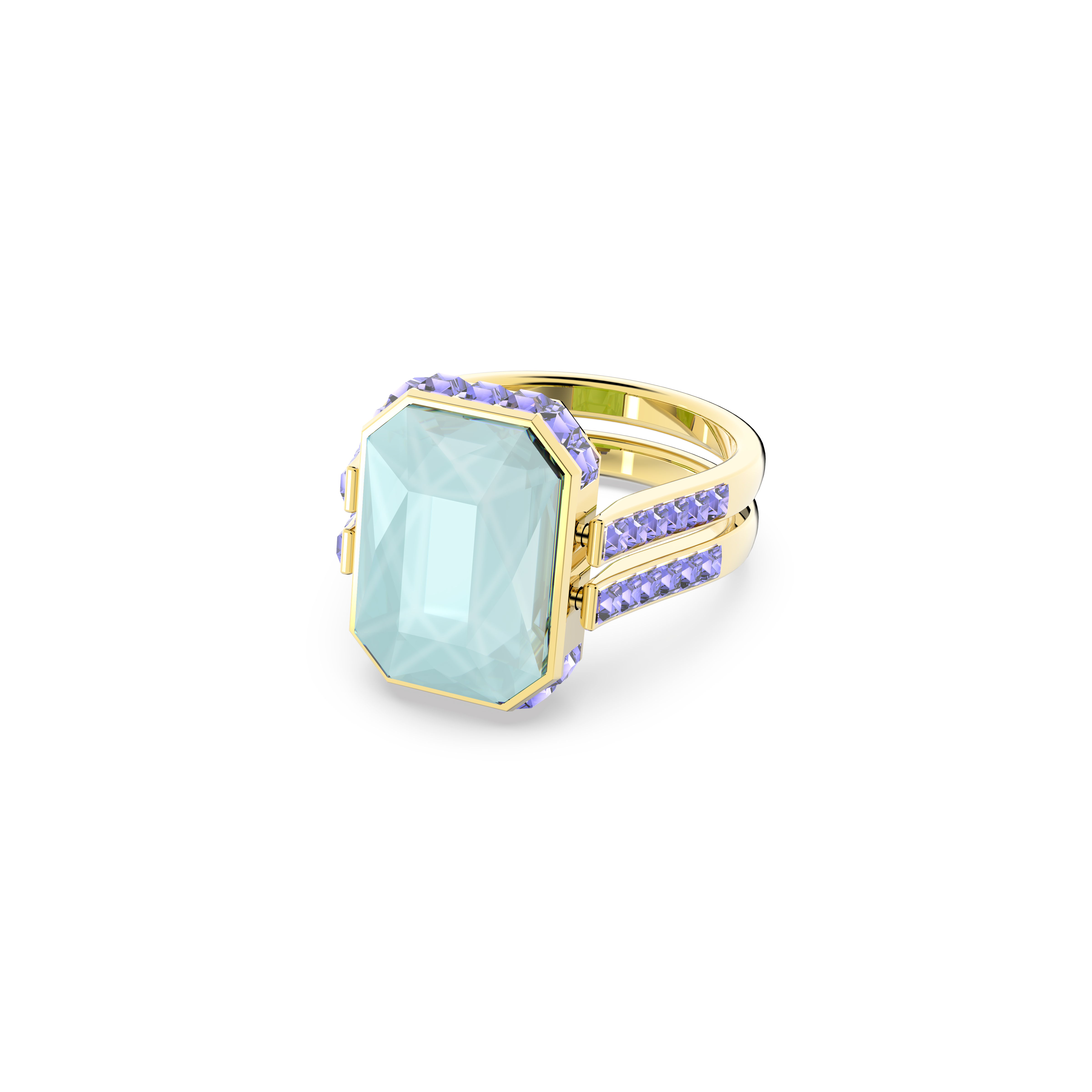 SWAROVSKI ORBITA RING, OCTAGON CUT, MULTICOLORED, GOLD-TONE PLATED