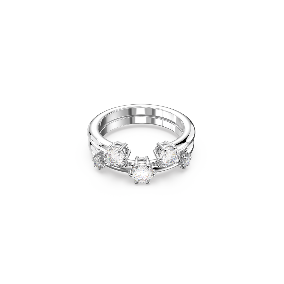 Swarovski Constella ring, Set (2), Round cut, White, Rhodium plated 5640959
