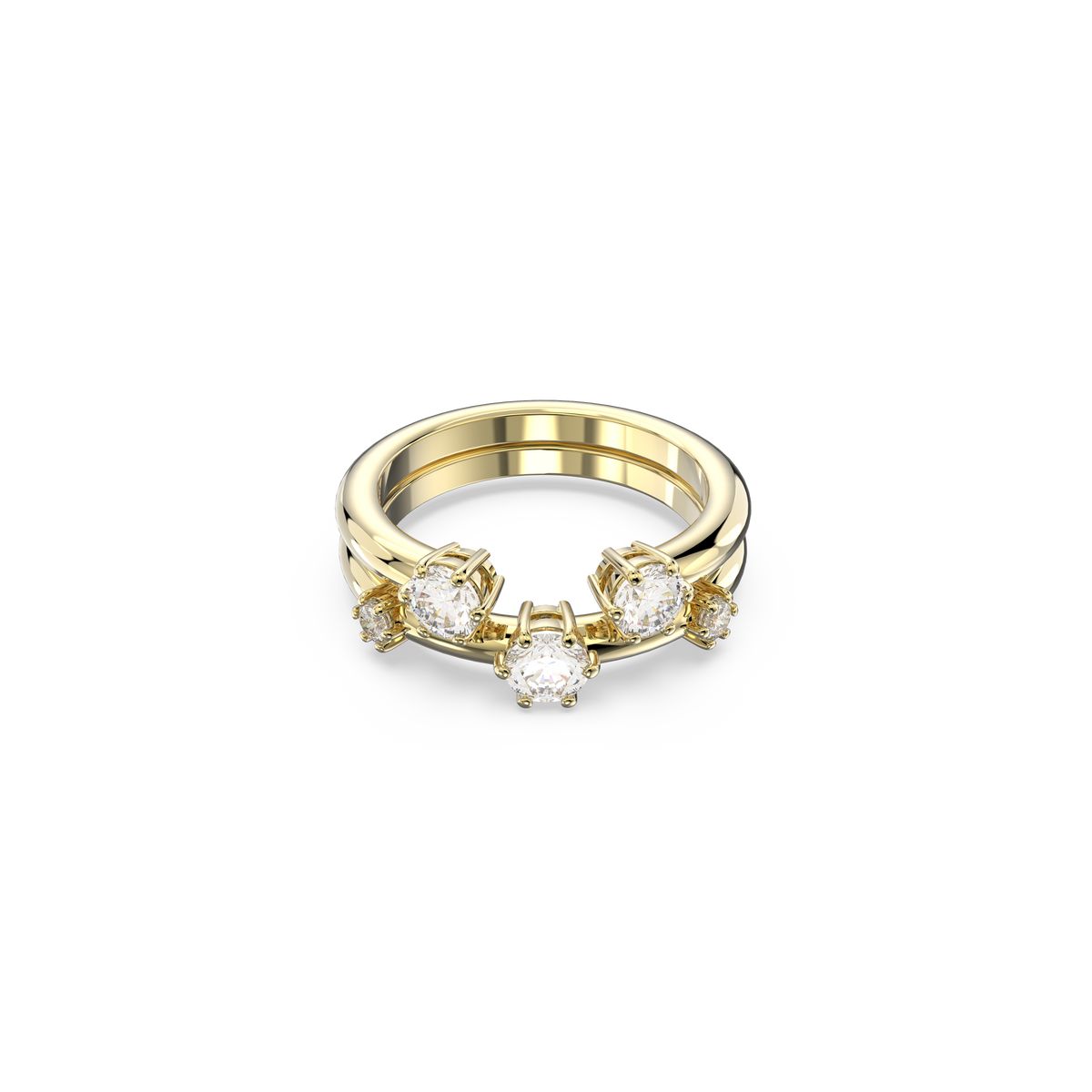 Swarovski Constella ring, Set (2), Round cut, White, Gold-tone plated ...