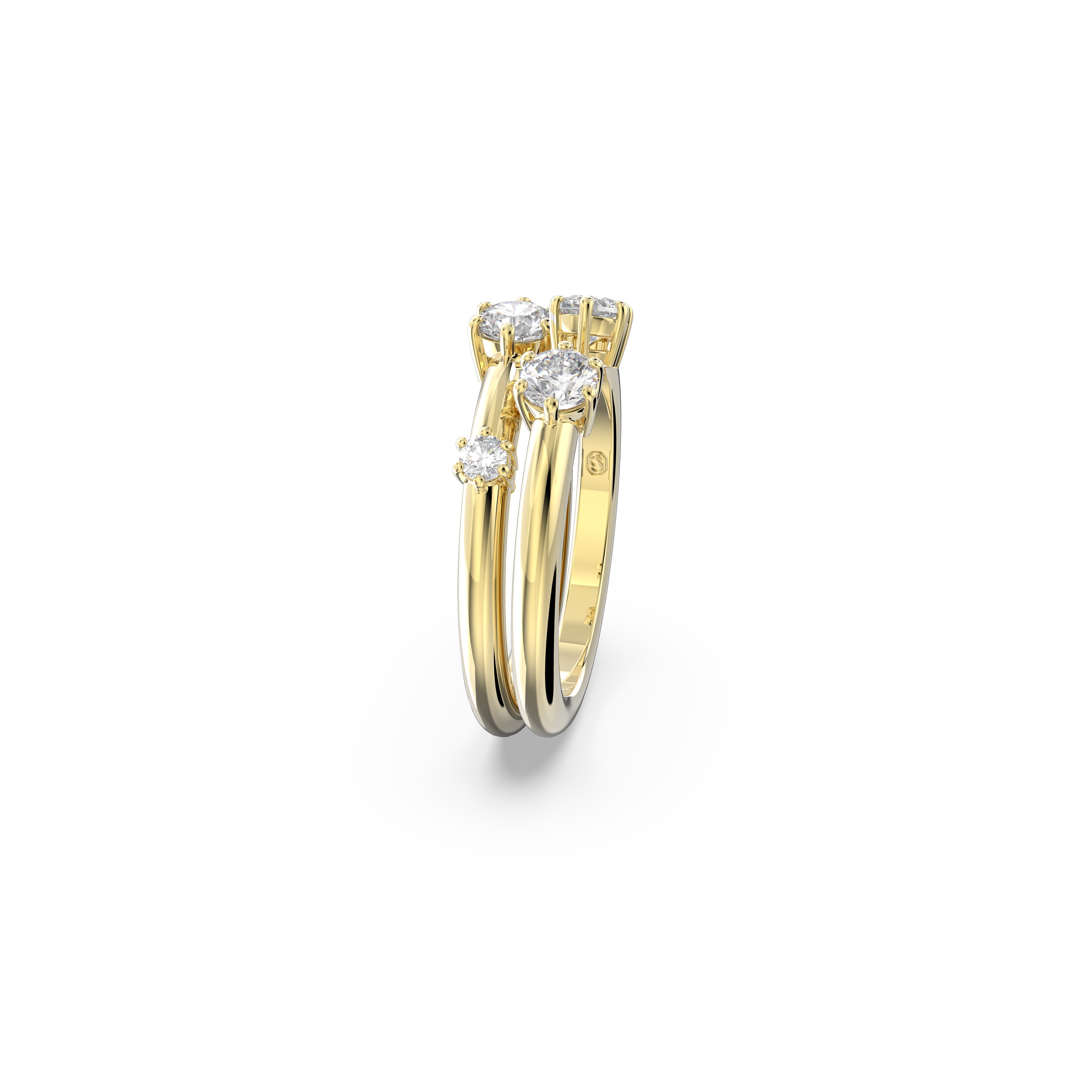 Swarovski Constella ring, Set (2), Round cut, White, Gold-tone plated 5640967