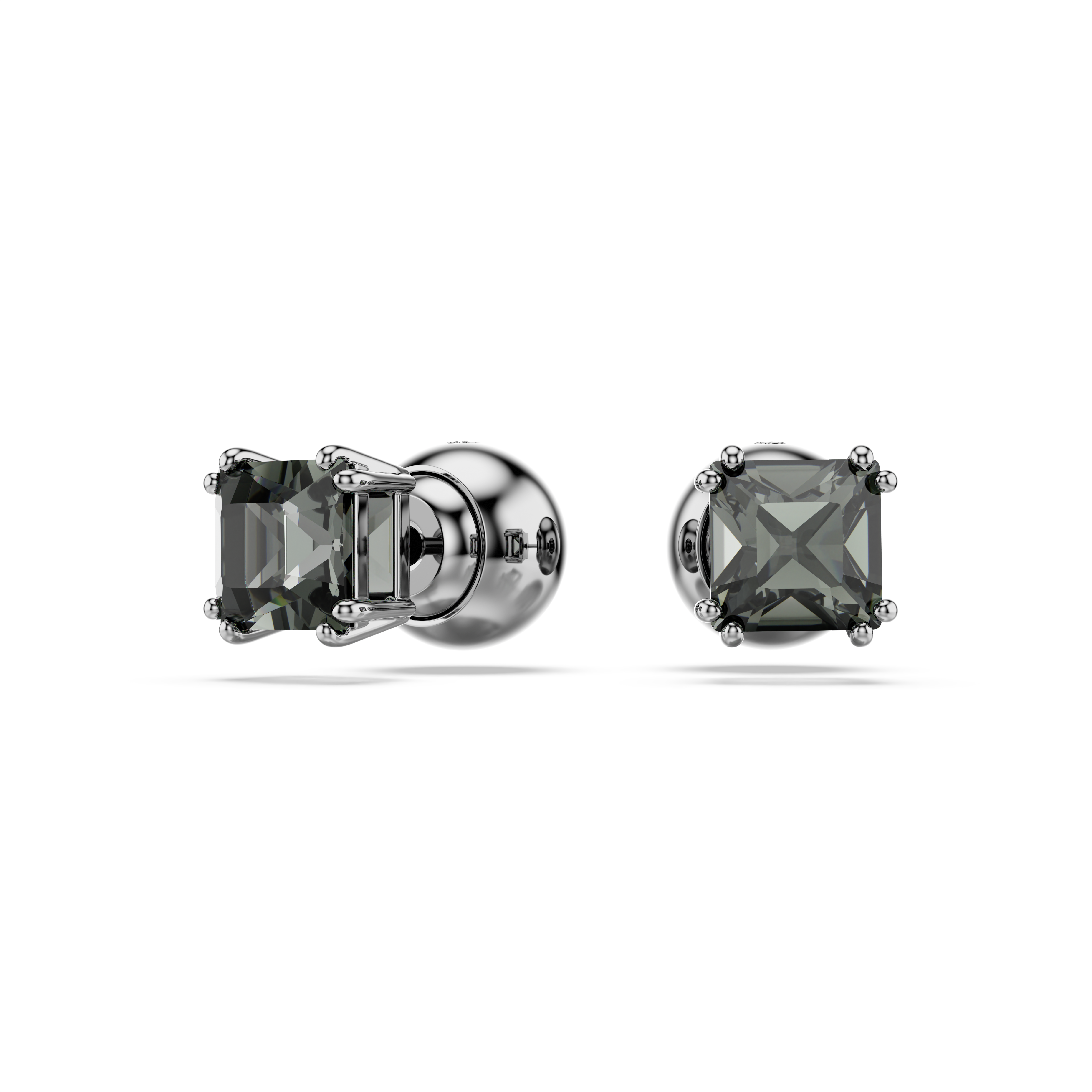 Swarovski Millenia stud earrings, Square cut, Black, Ruthenium plated 5642511