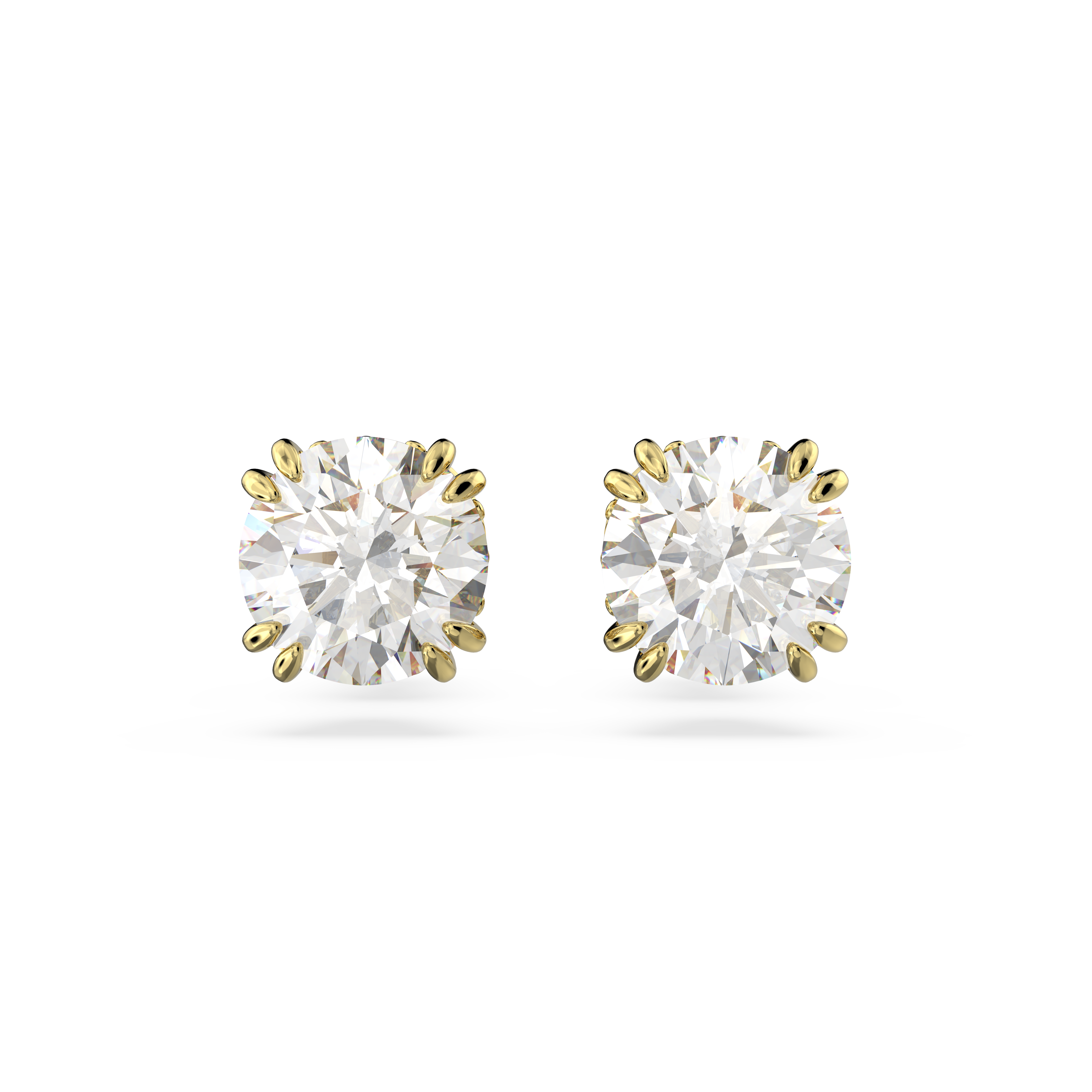 Swarovski Stilla stud earrings, Round cut, White, Gold-tone plated 5642595