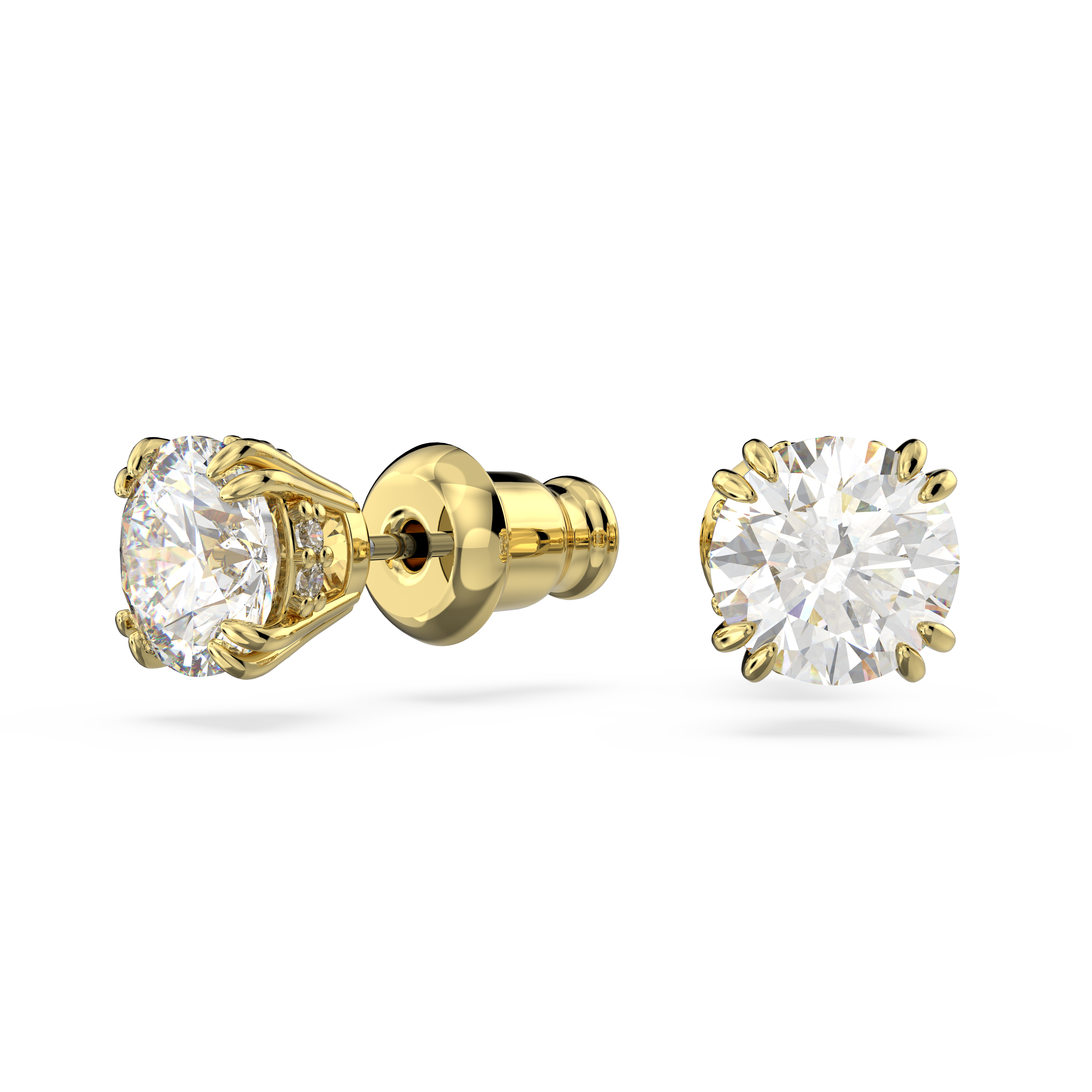 Swarovski Stilla stud earrings, Round cut, White, Gold-tone plated 5642595