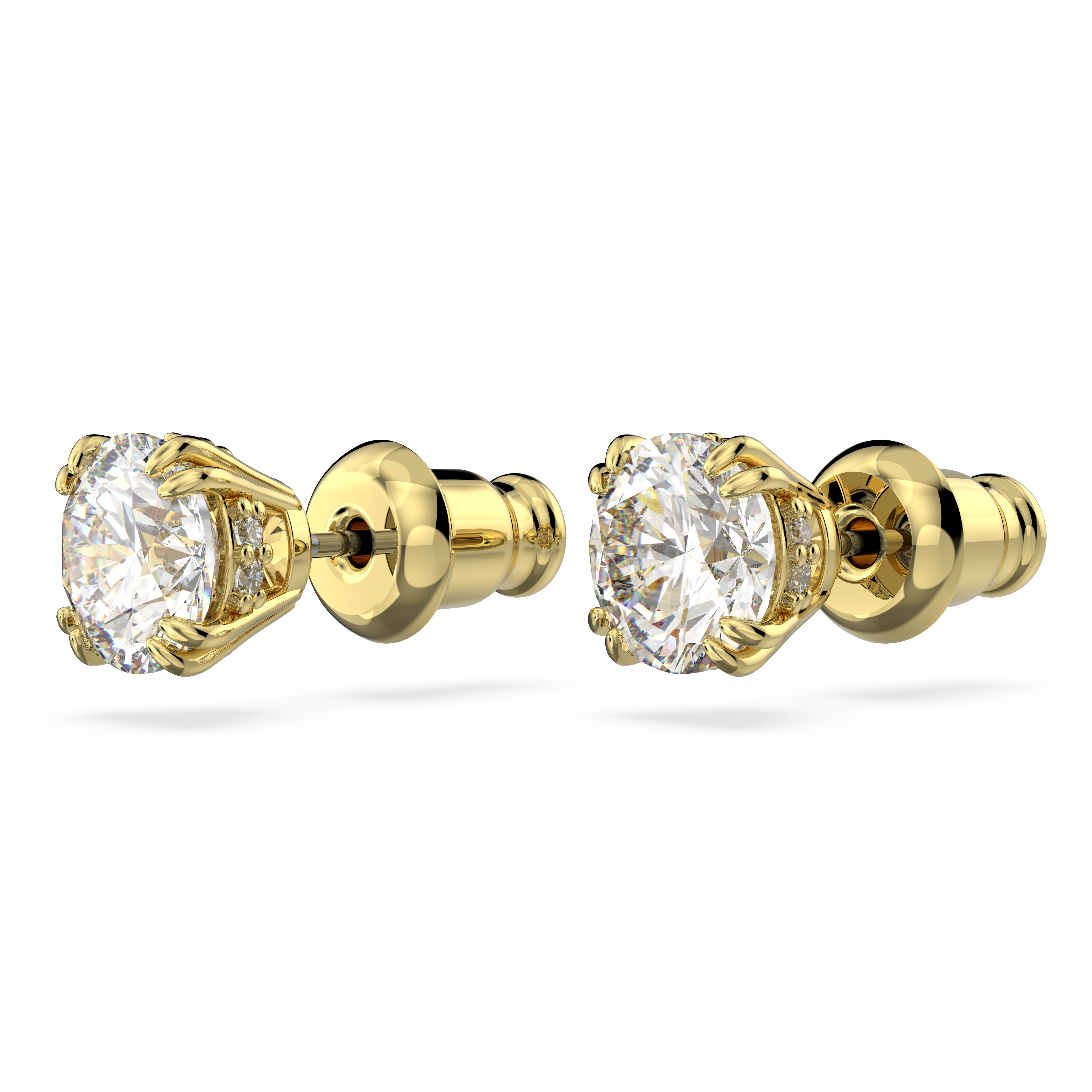 Swarovski Stilla stud earrings, Round cut, White, Gold-tone plated 5642595