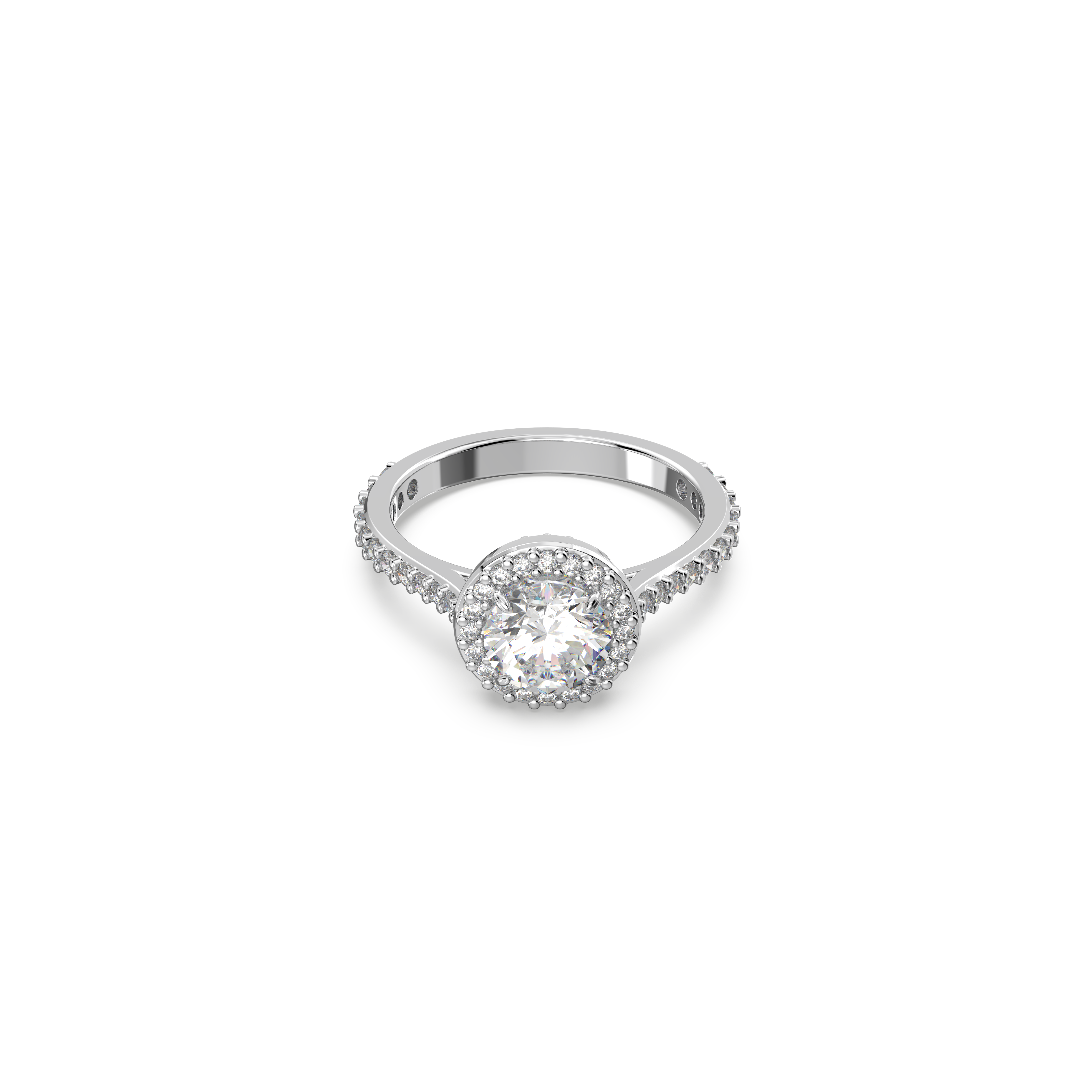 SWAROVSKI CONSTELLA COCKTAIL RING, ROUND CUT, PAVÉ, WHITE, RHODIUM PLATED