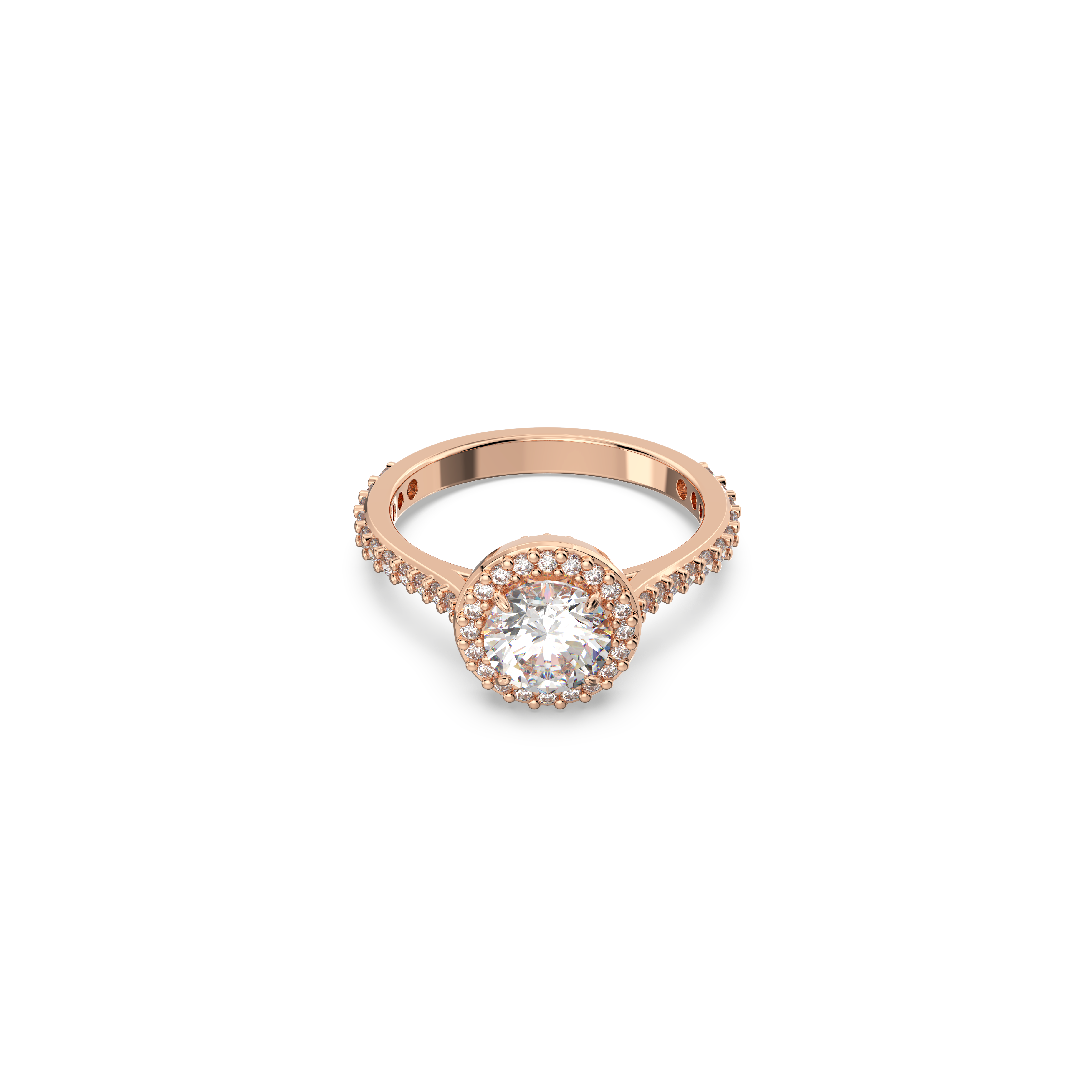 SWAROVSKI CONSTELLA COCKTAIL RING, ROUND CUT, PAVÉ, WHITE, ROSE GOLD-TONE PLATED