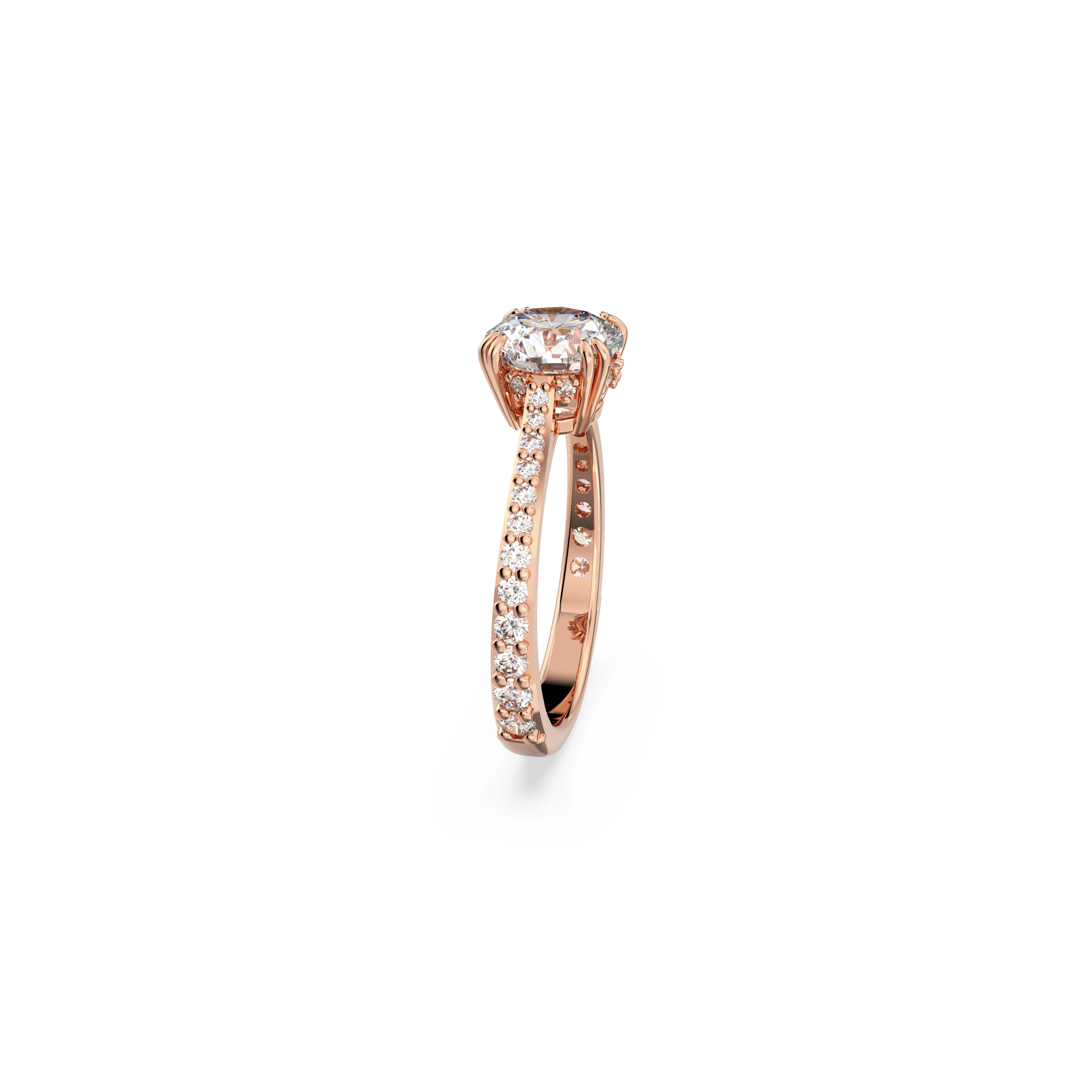 SWAROVSKI CONSTELLA COCKTAIL RING, PRINCESS CUT, PAVÉ, WHITE, ROSE GOLD-TONE PLATED