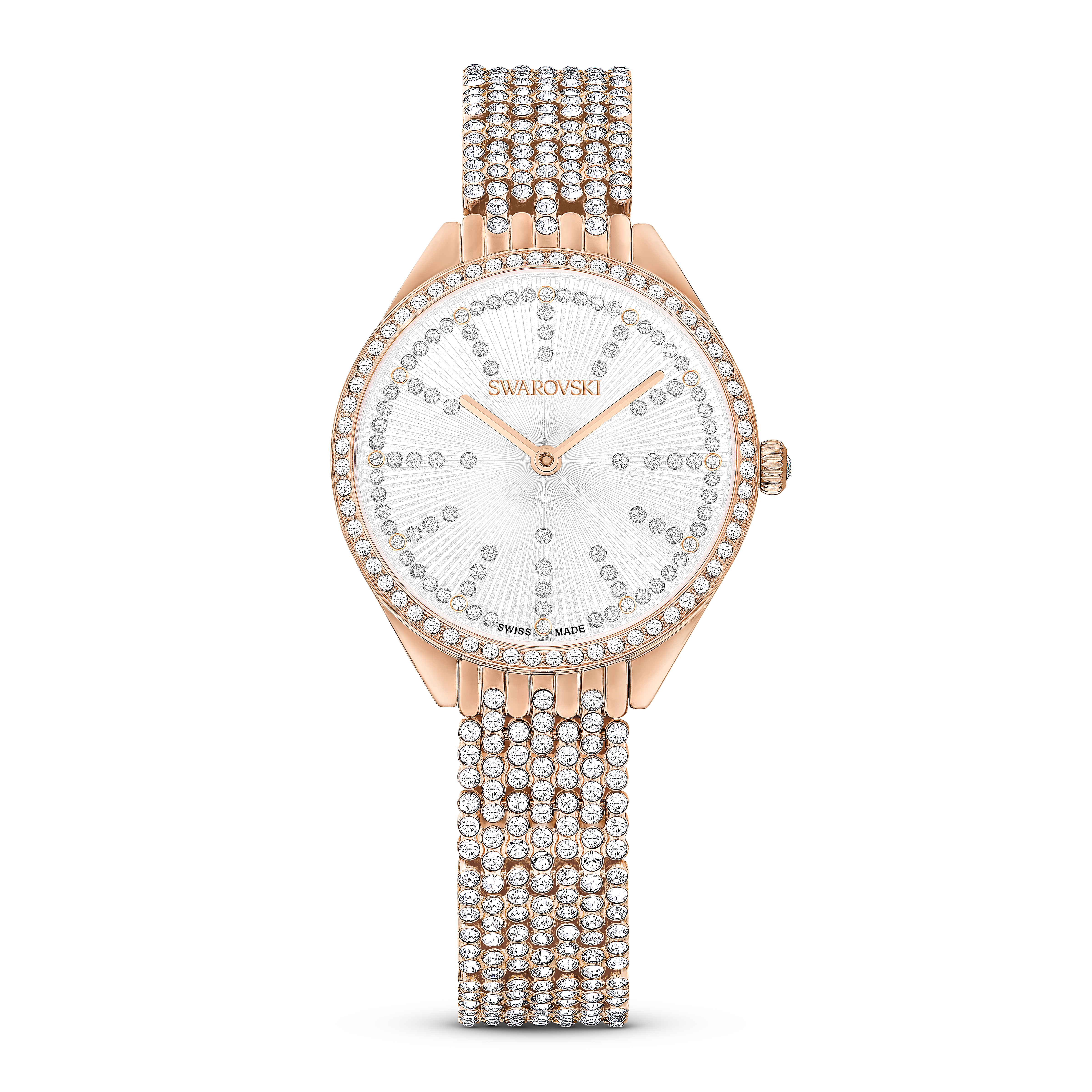 Swarovski Attract watch, Swiss Made, Full pavé, Crystal bracelet, Rose gold tone, Rose gold-tone finish 5644053