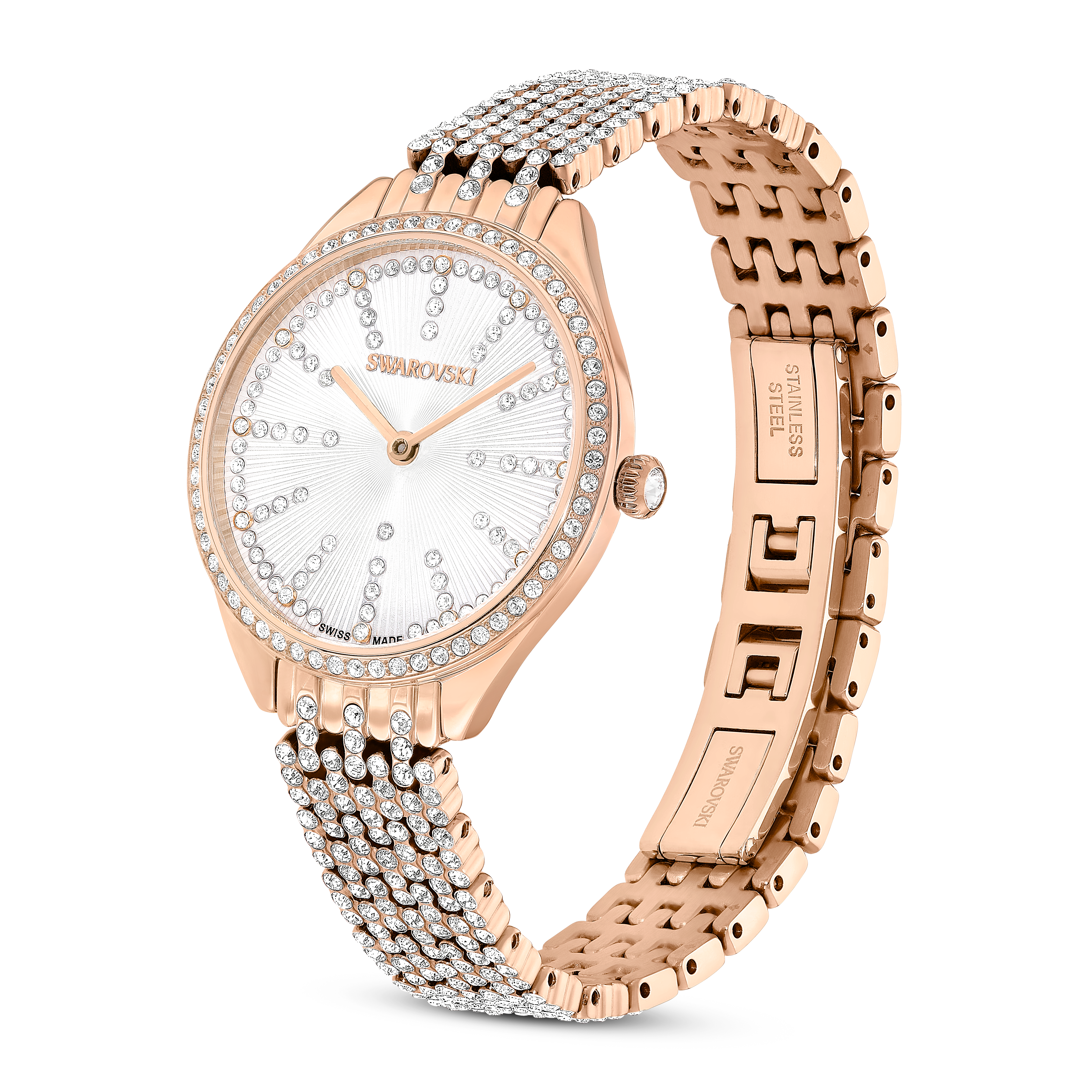 Swarovski Attract watch, Swiss Made, Full pavé, Crystal bracelet, Rose gold tone, Rose gold-tone finish 5644053