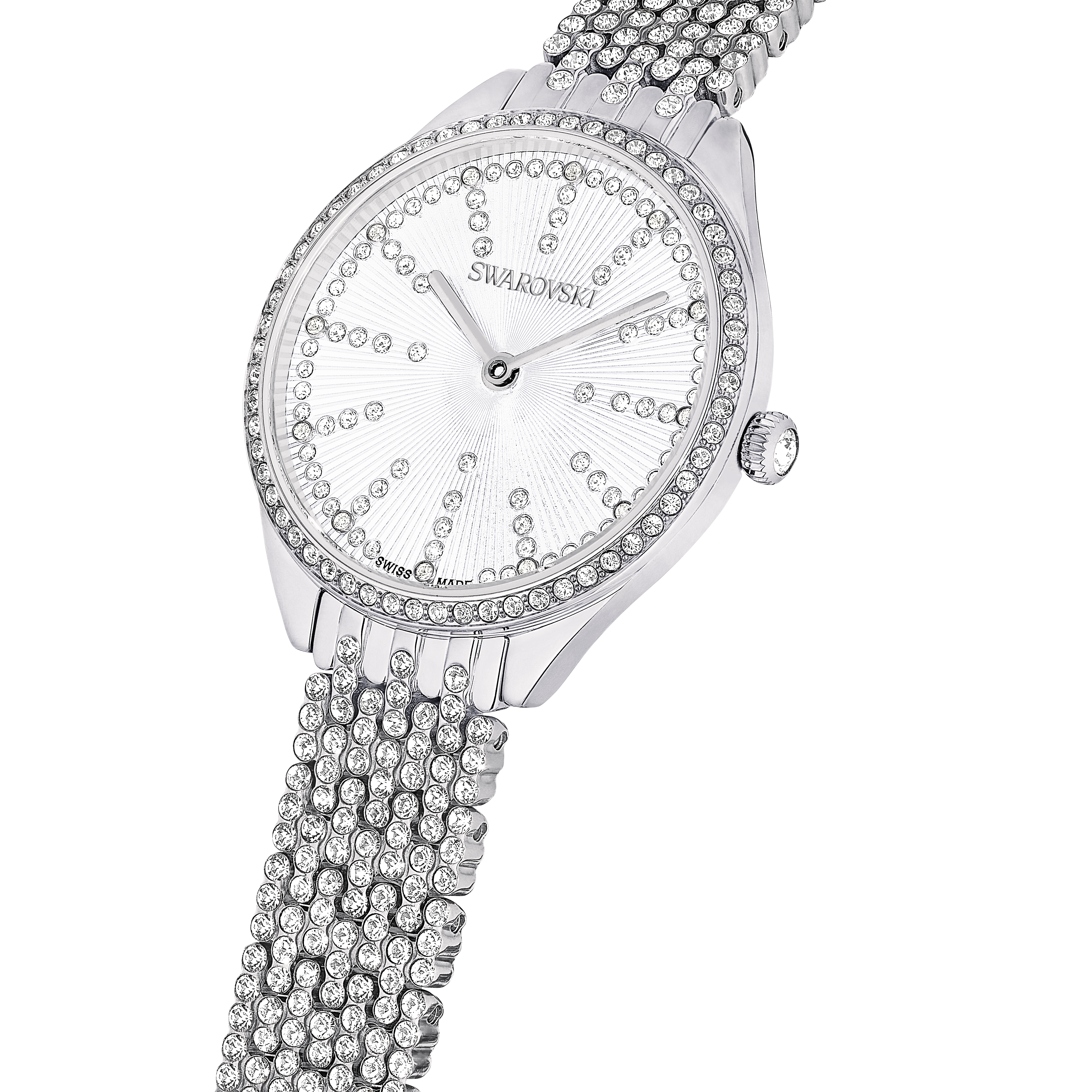 Swarovski Attract watch, Swiss Made, Full pavé, Crystal bracelet, Silver tone, Stainless steel 5644062
