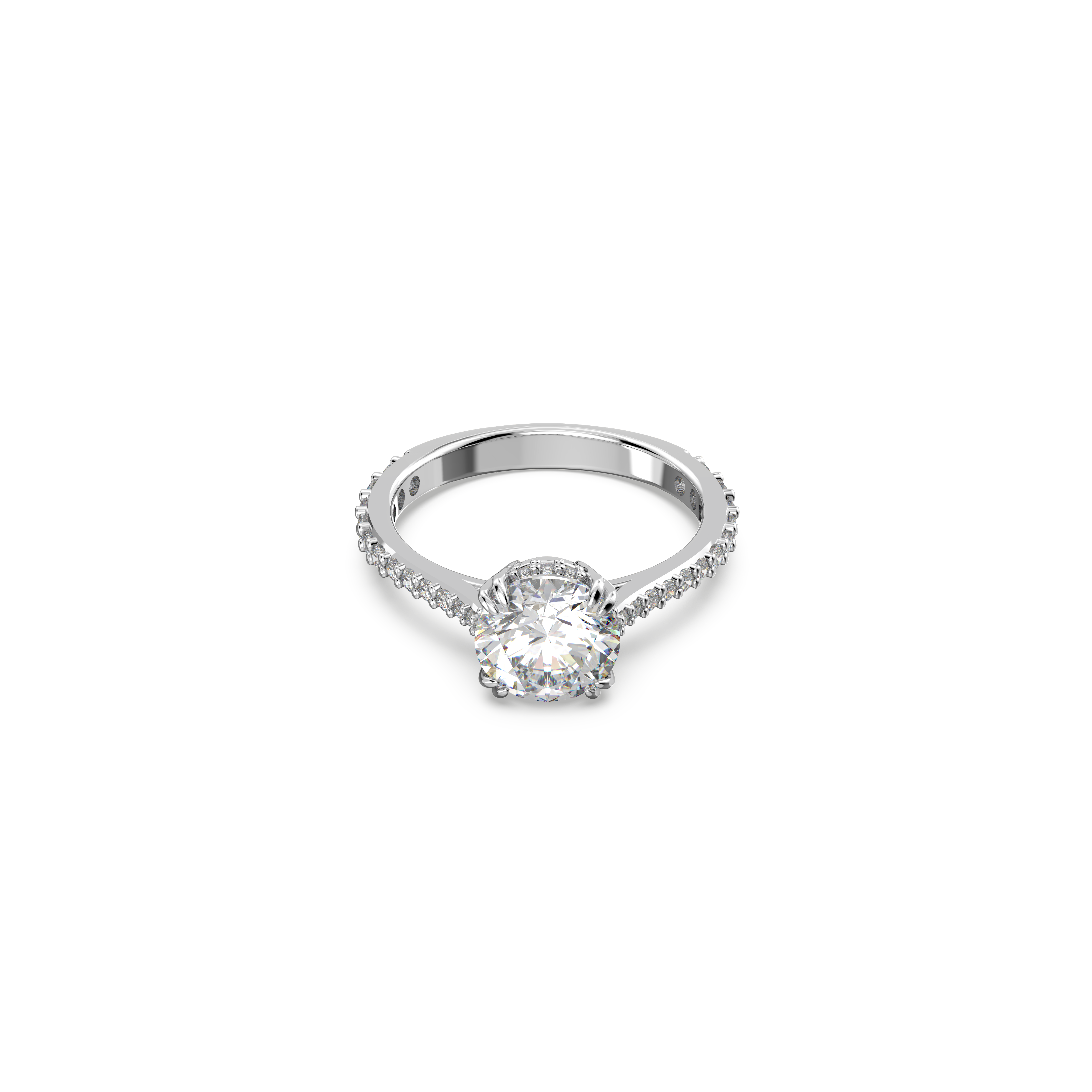 SWAROVSKI CONSTELLA COCKTAIL RING, PRINCESS CUT, PAVÉ, WHITE, RHODIUM PLATED