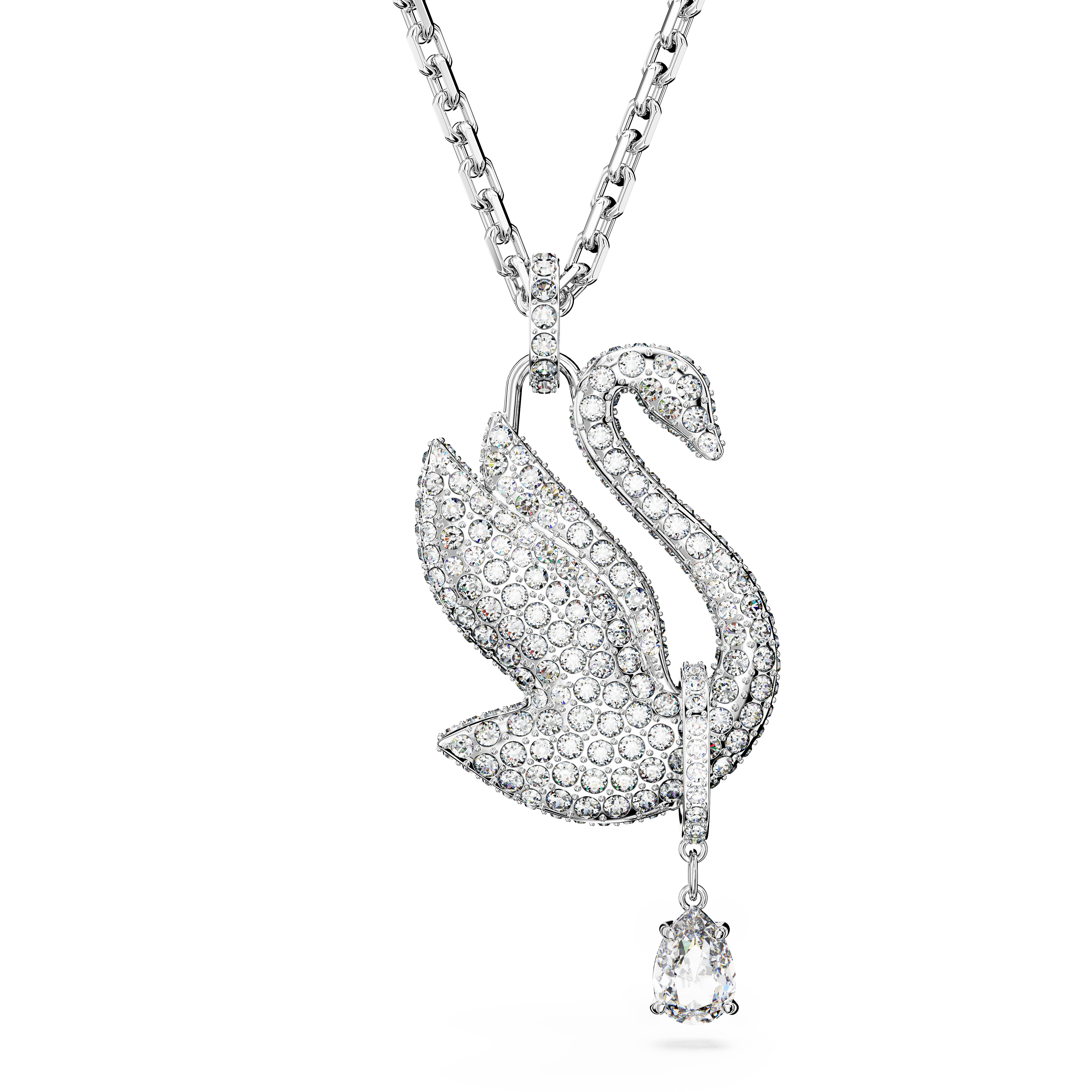 SWAROVSKI SWAROVSKI ICONIC SWAN NECKLACE, SWAN, LONG, WHITE, RHODIUM PLATED 5647546