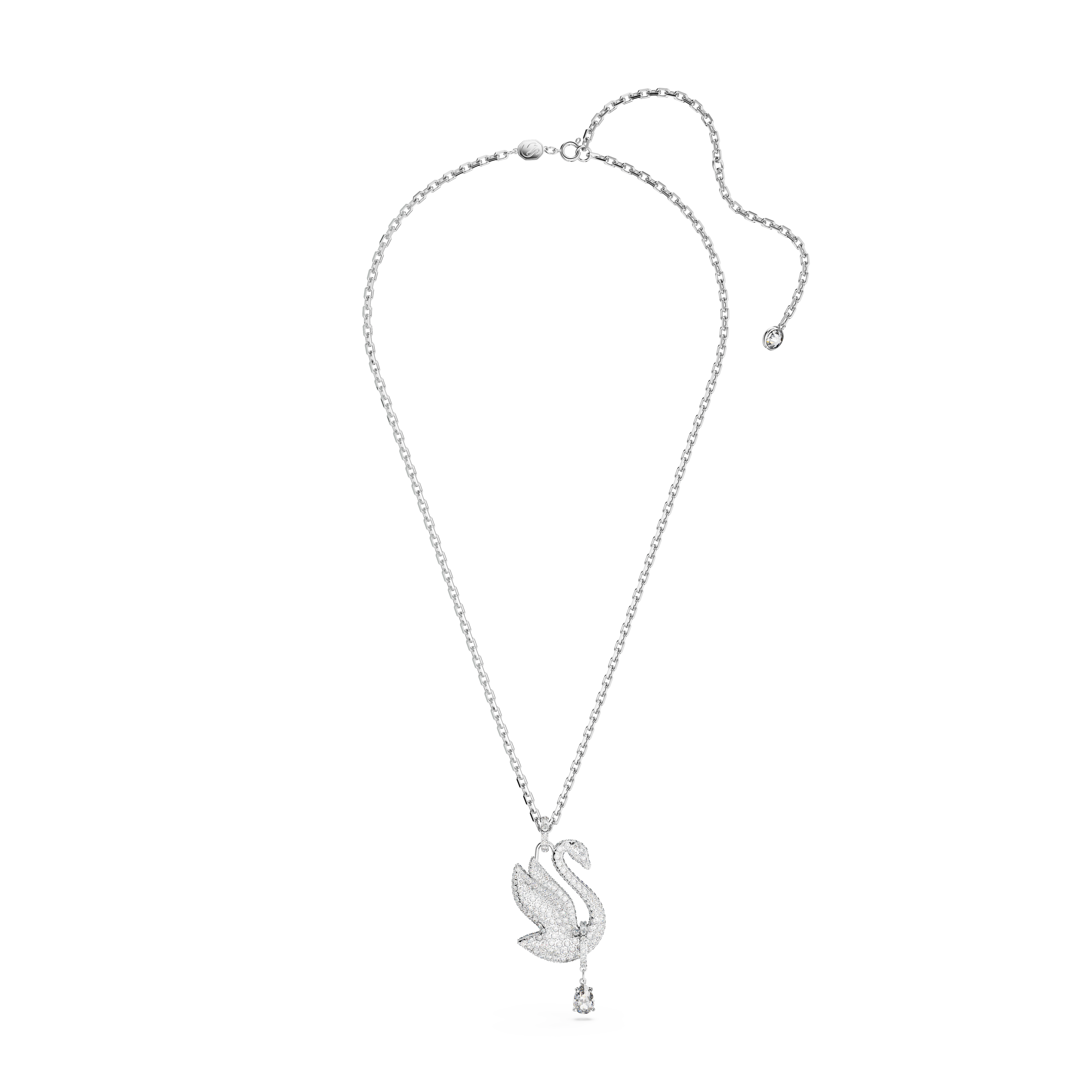 SWAROVSKI SWAROVSKI ICONIC SWAN NECKLACE, SWAN, LONG, WHITE, RHODIUM PLATED 5647546