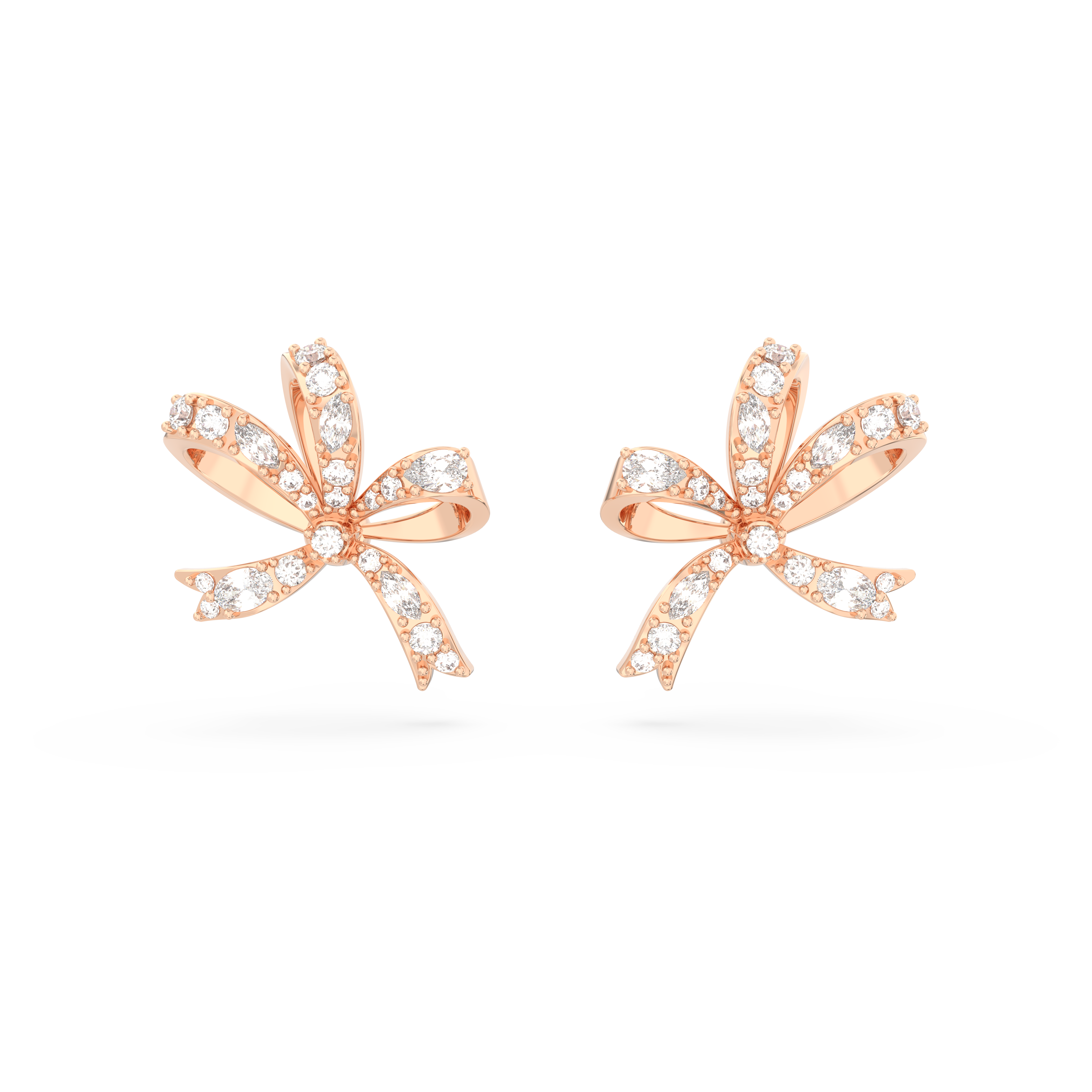 SWAROVSKI VOLTA STUD EARRINGS, BOW, SMALL, WHITE, ROSE GOLD-TONE PLATED 5647572