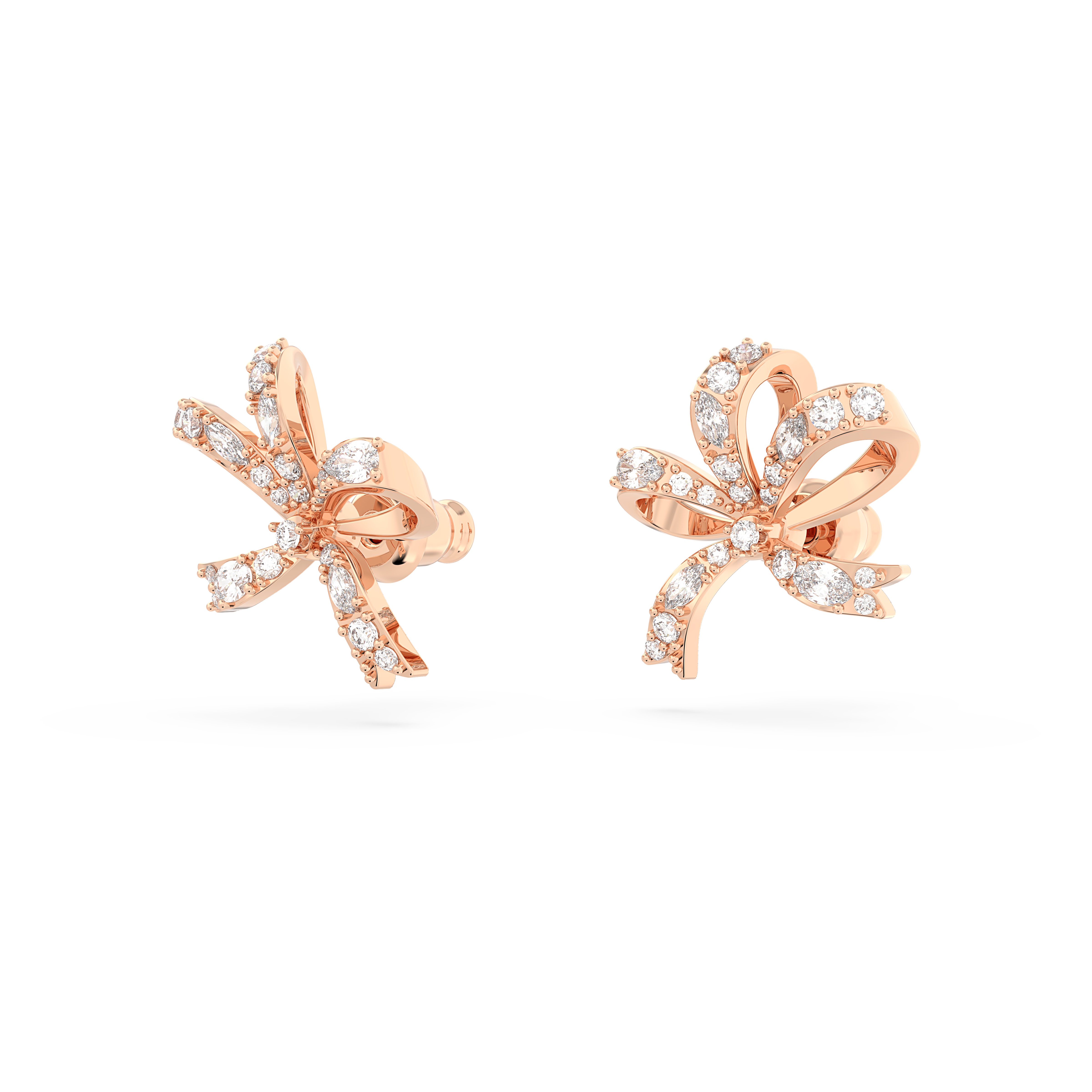 SWAROVSKI VOLTA STUD EARRINGS, BOW, SMALL, WHITE, ROSE GOLD-TONE PLATED 5647572