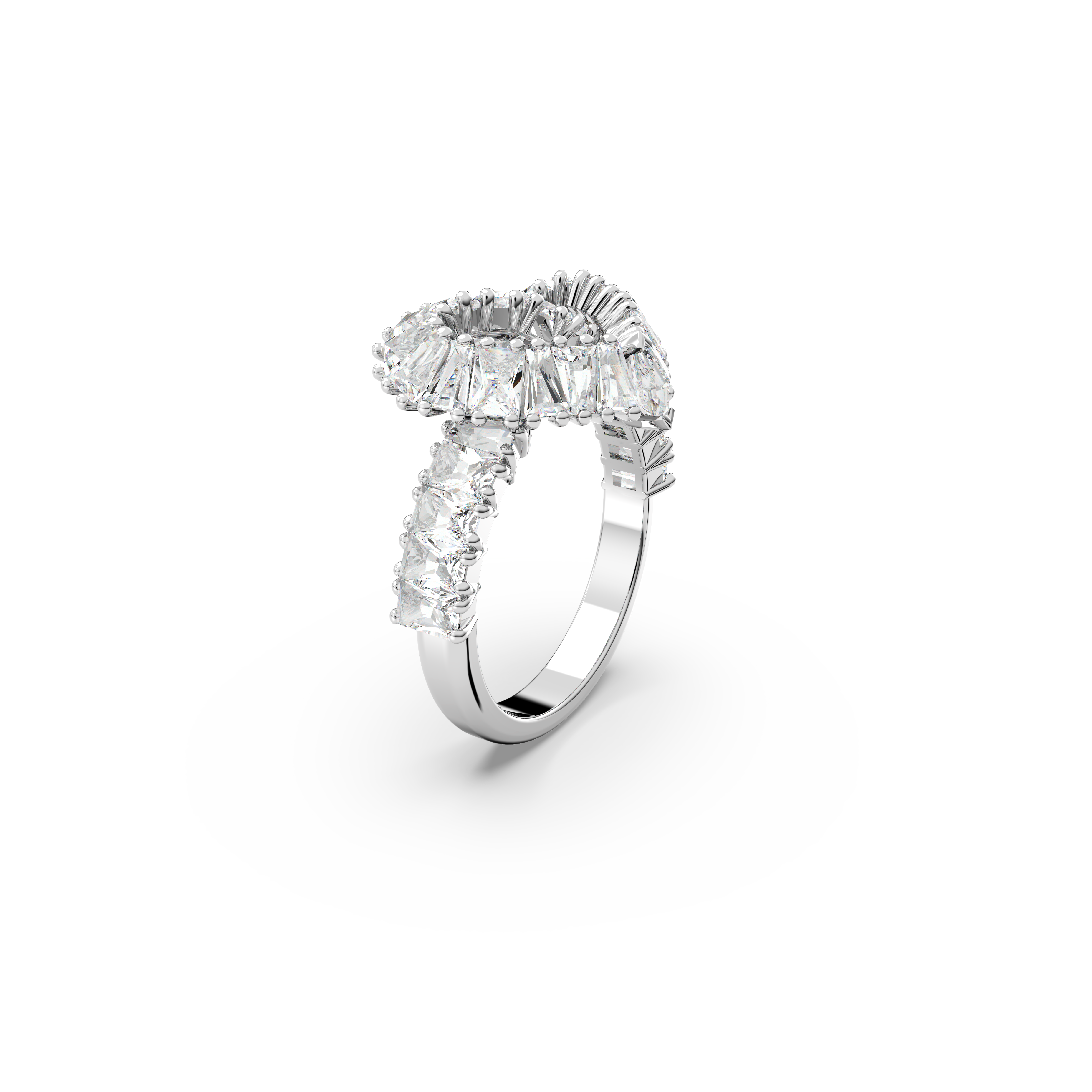 SWAROVSKI MATRIX COCKTAIL RING, MIXED CUTS, HEART, WHITE, RHODIUM PLATED