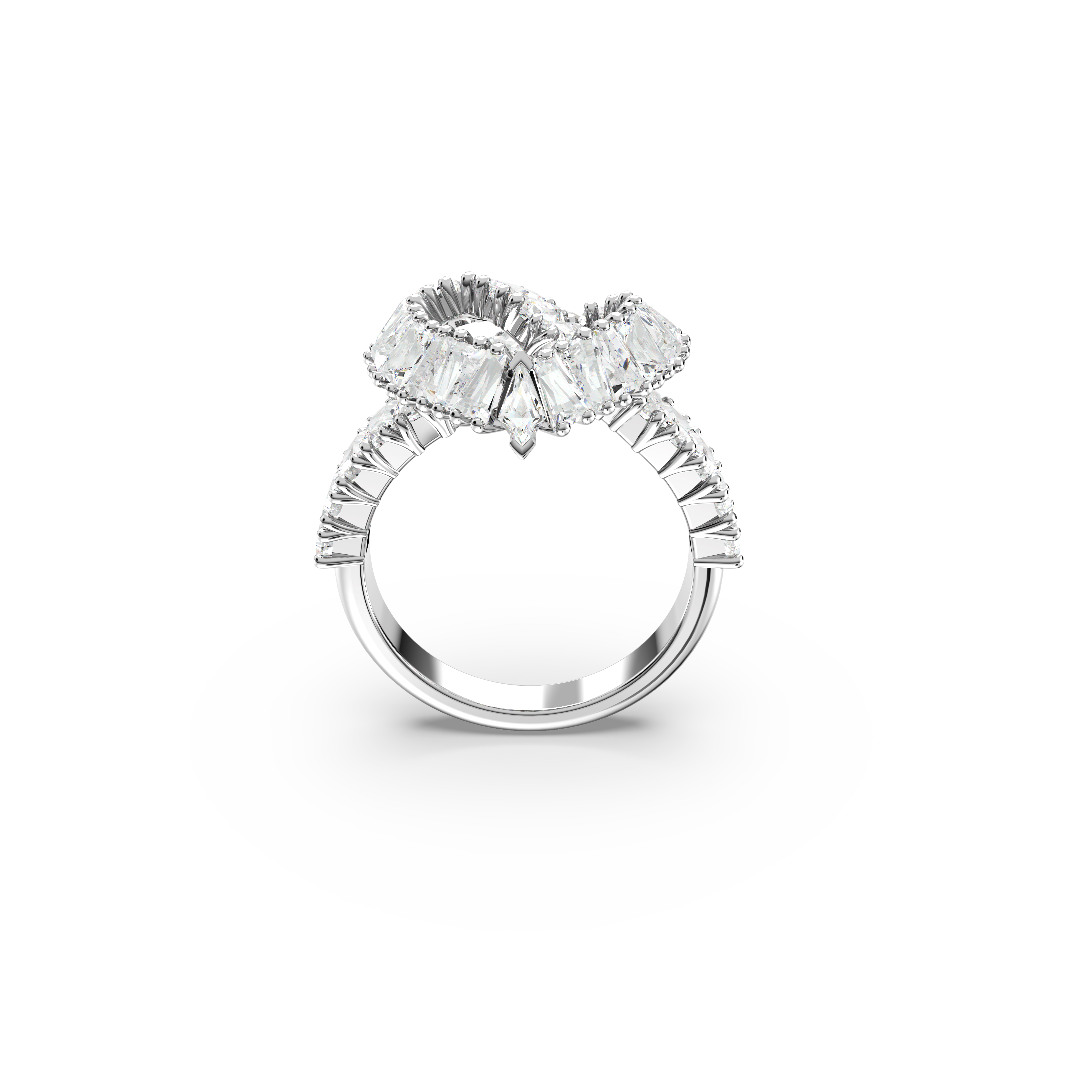 SWAROVSKI MATRIX COCKTAIL RING, MIXED CUTS, HEART, WHITE, RHODIUM PLATED