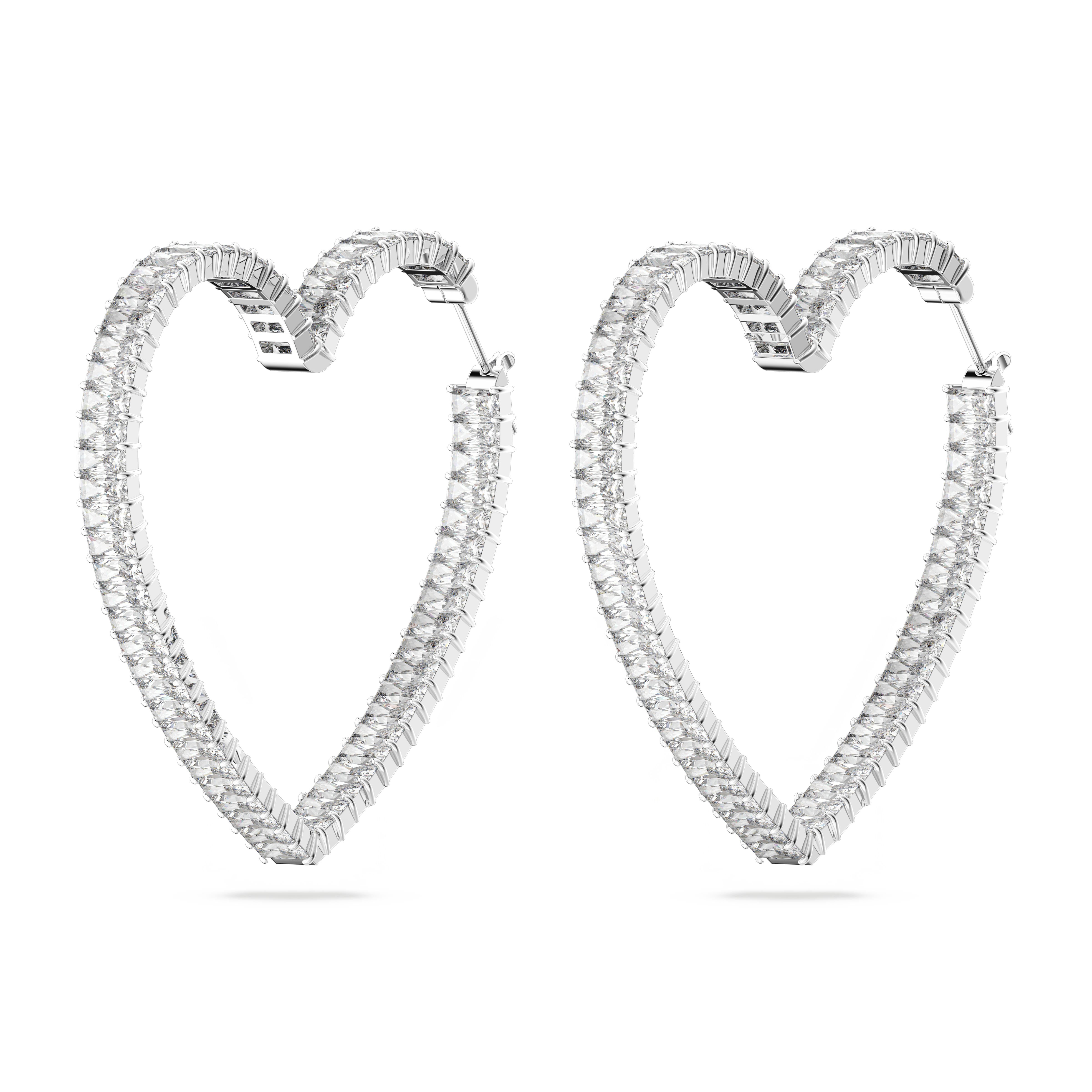 SWAROVSKI MATRIX HOOP EARRINGS, HEART, LARGE, WHITE, RHODIUM PLATED 5647591