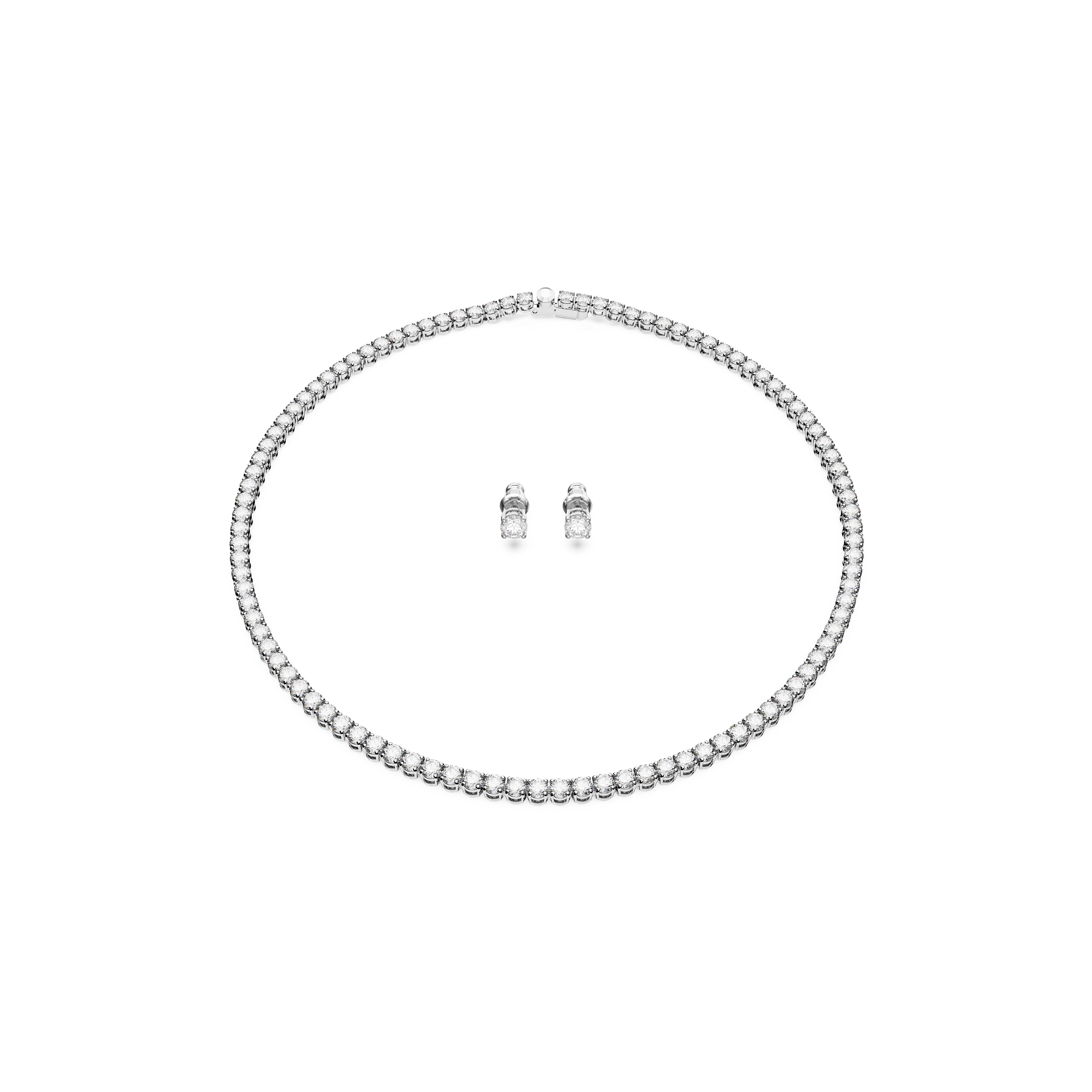 Swarovski Matrix Tennis set, Round cut, White, Rhodium plated 5647730