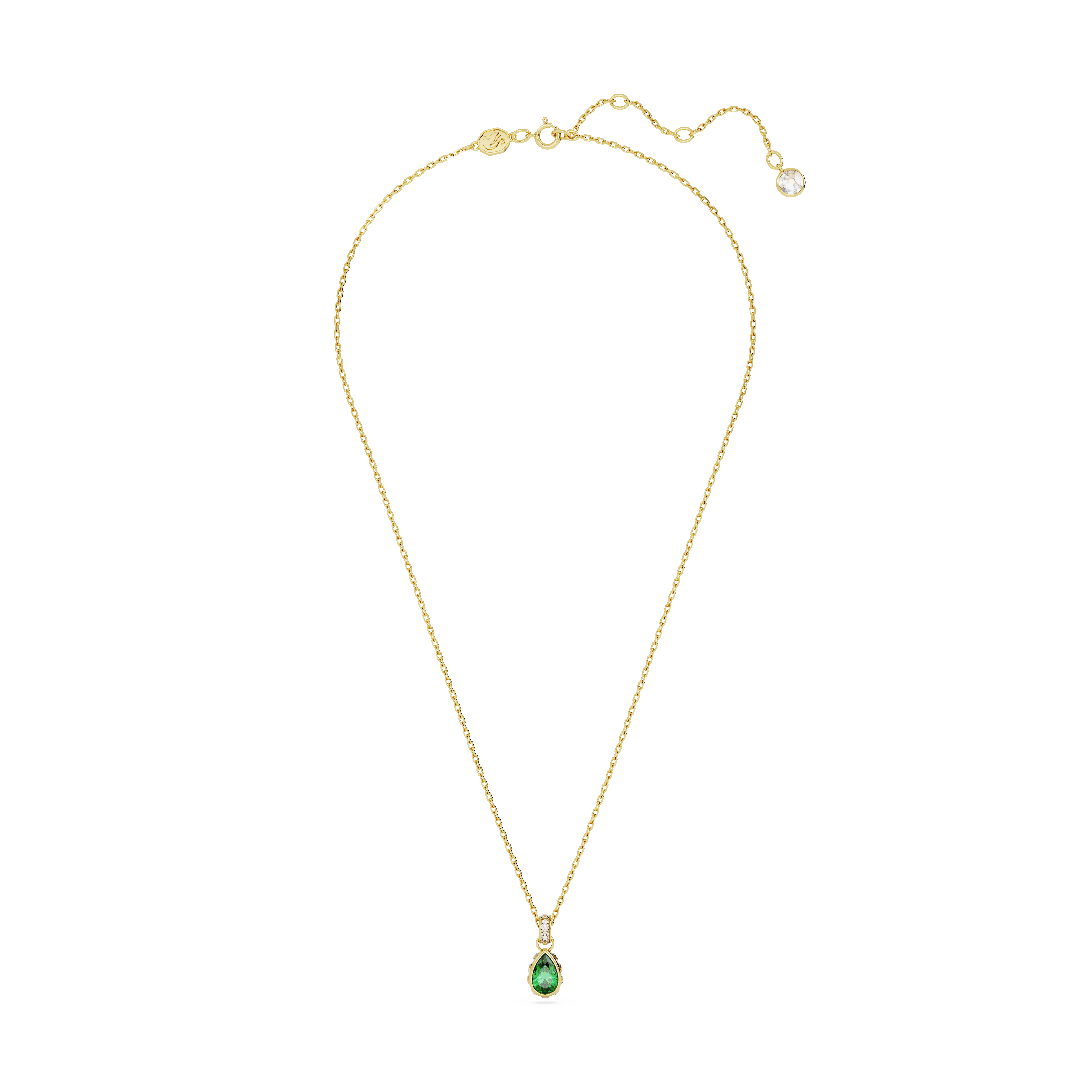 Swarovski Chroma pendant, Pear cut, Green, Gold-tone plated 5648751