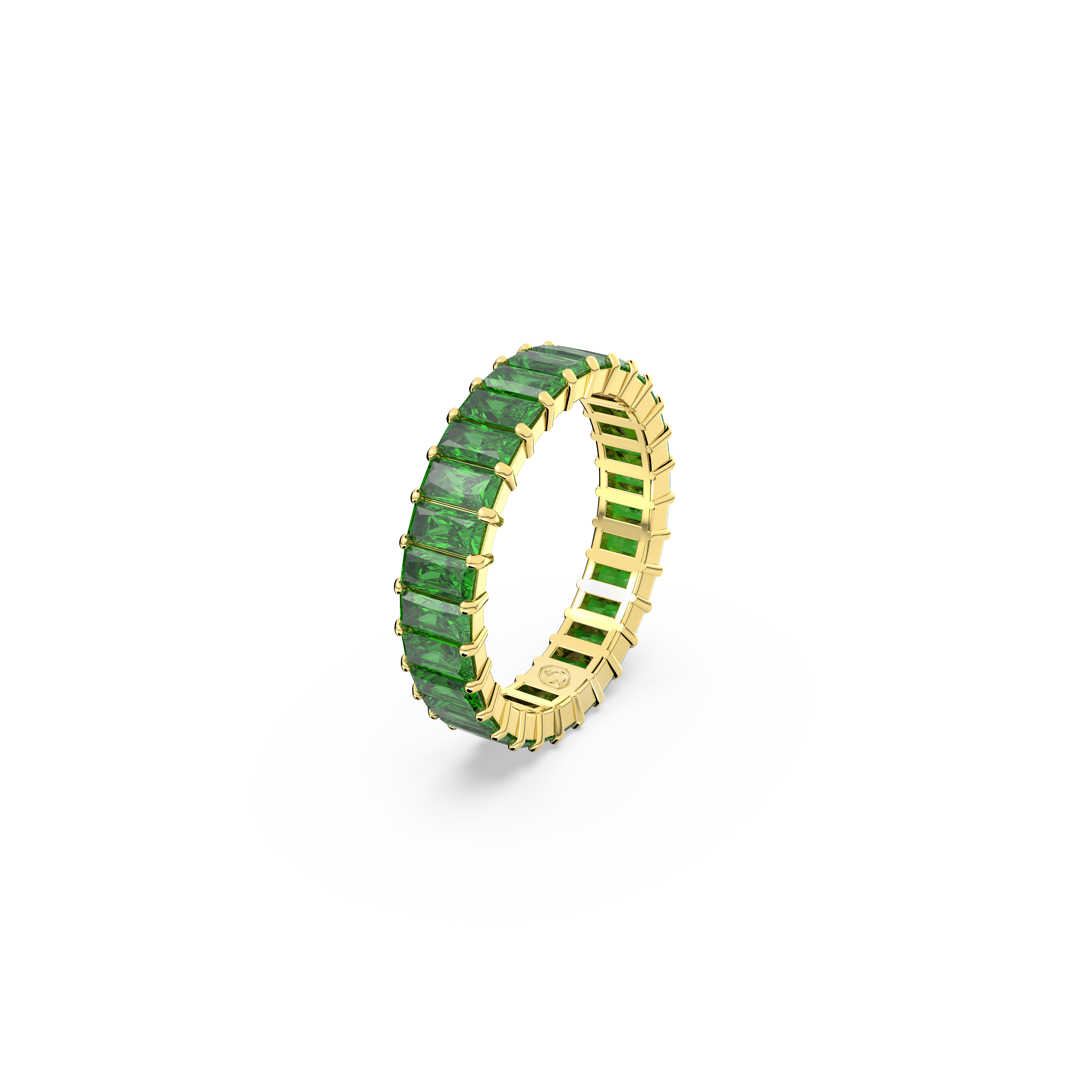 SWAROVSKI MATRIX RING, BAGUETTE CUT, GREEN, GOLD-TONE PLATED