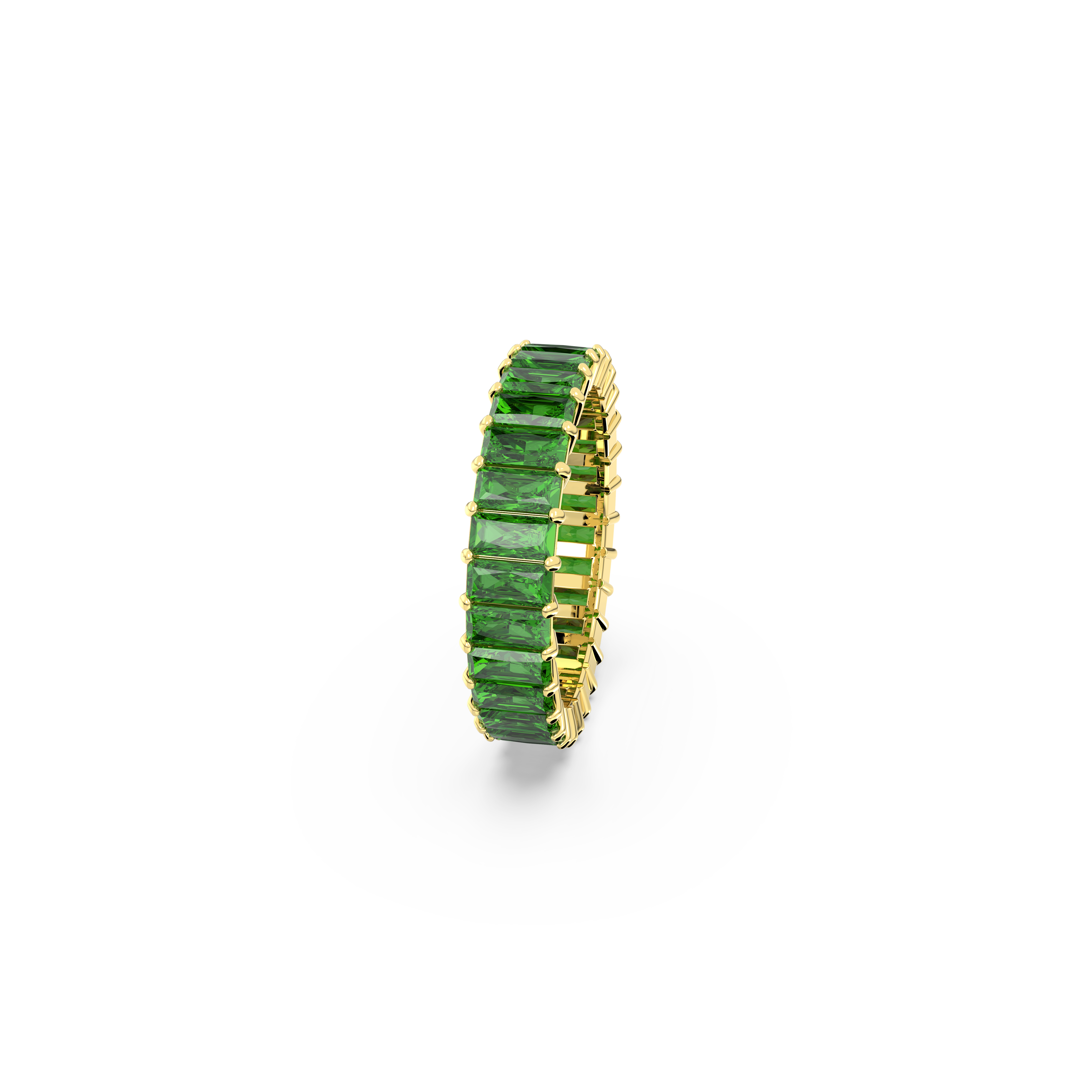 SWAROVSKI MATRIX RING, BAGUETTE CUT, GREEN, GOLD-TONE PLATED