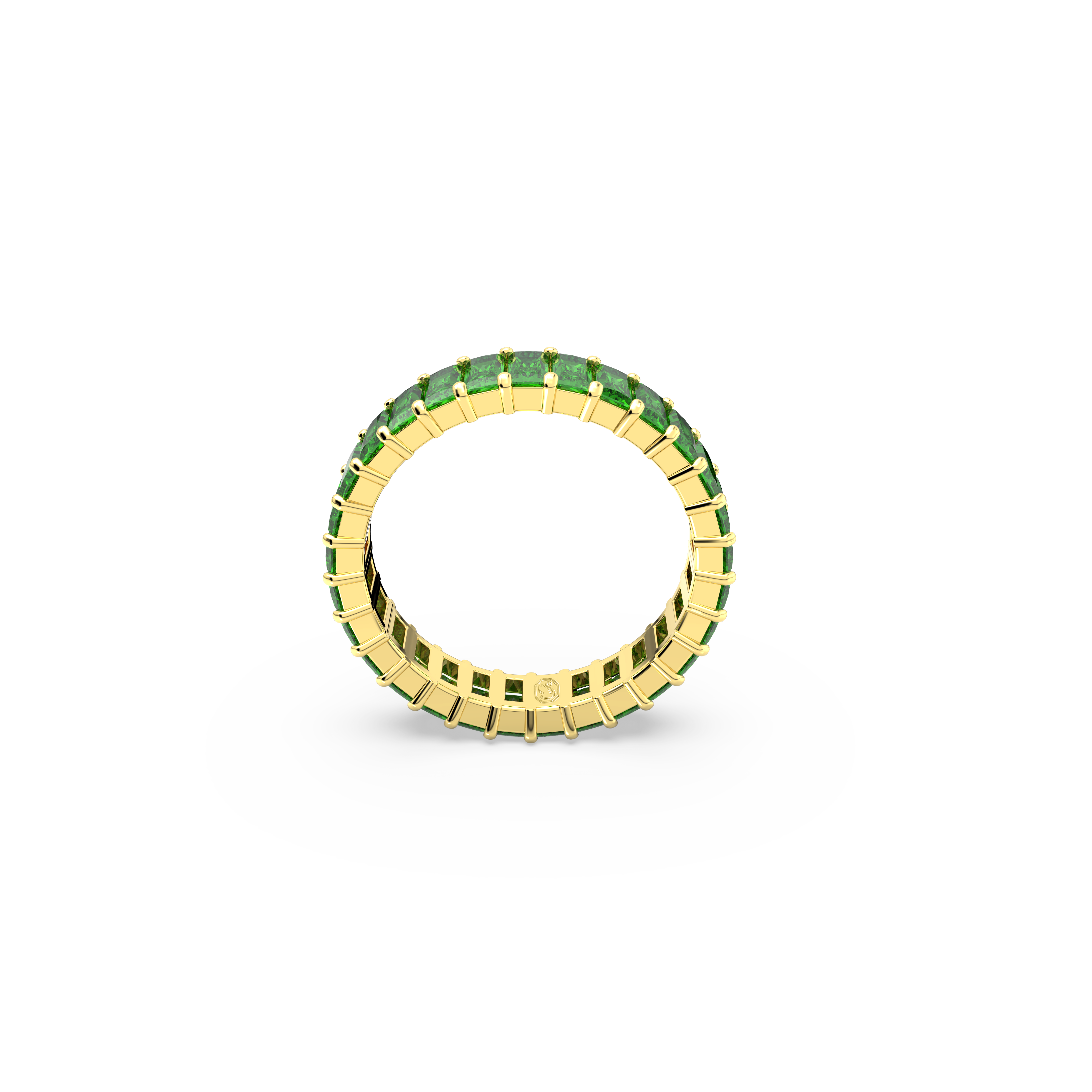 SWAROVSKI MATRIX RING, BAGUETTE CUT, GREEN, GOLD-TONE PLATED