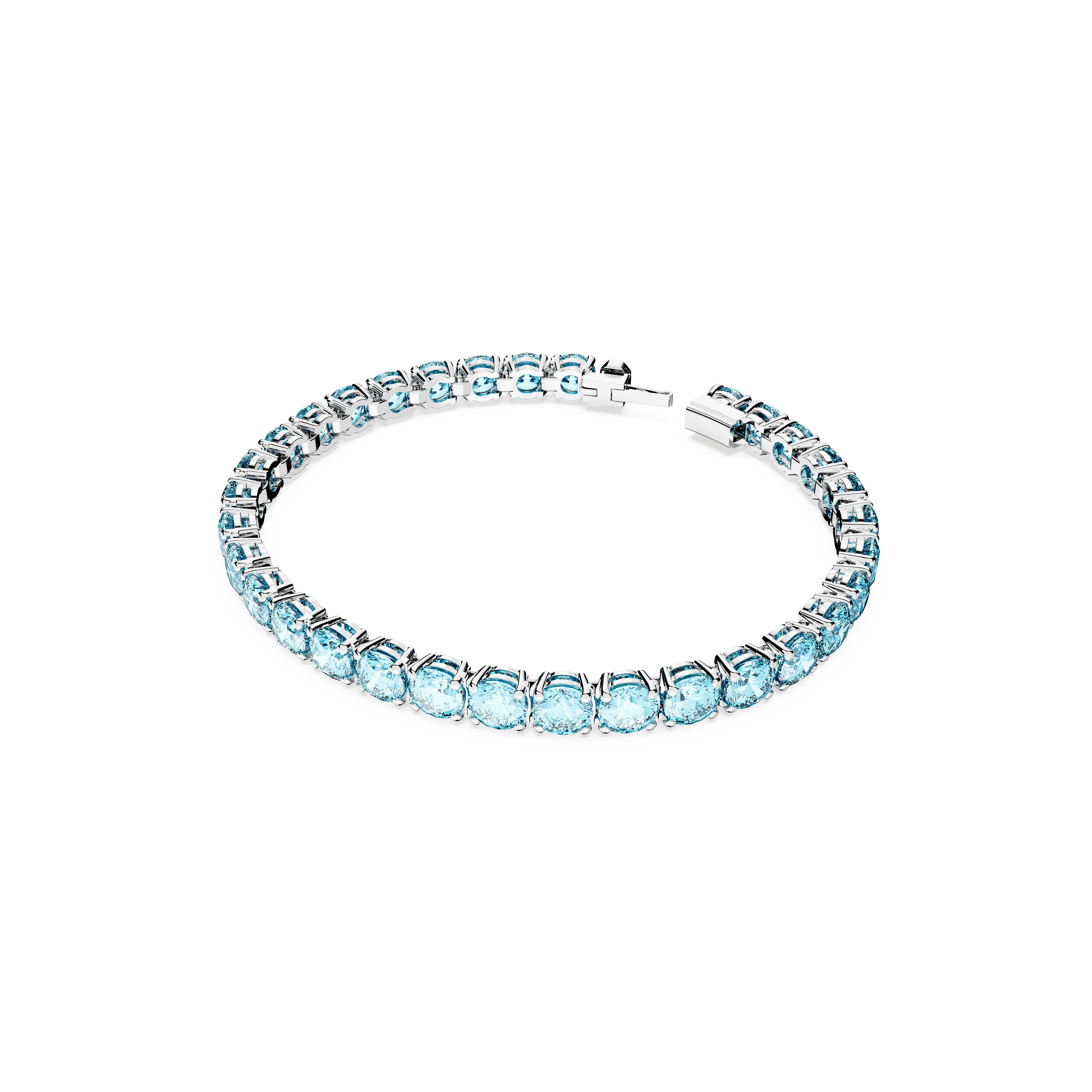 Swarovski Matrix Tennis bracelet, Round cut, Blue, Rhodium plated 5648928
