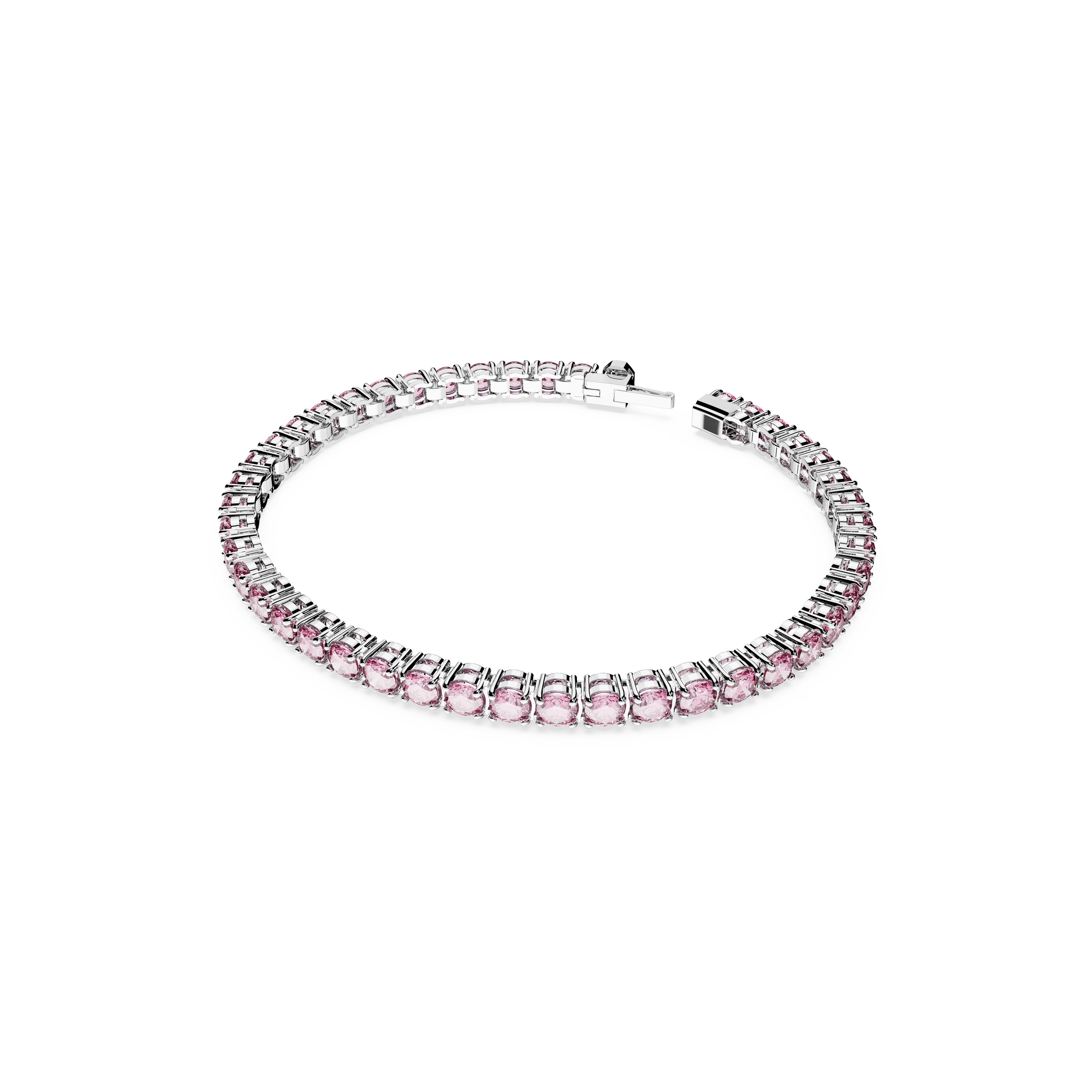 SWAROVSKI MATRIX TENNIS BRACELET, ROUND CUT, SMALL, PINK, RHODIUM PLATED