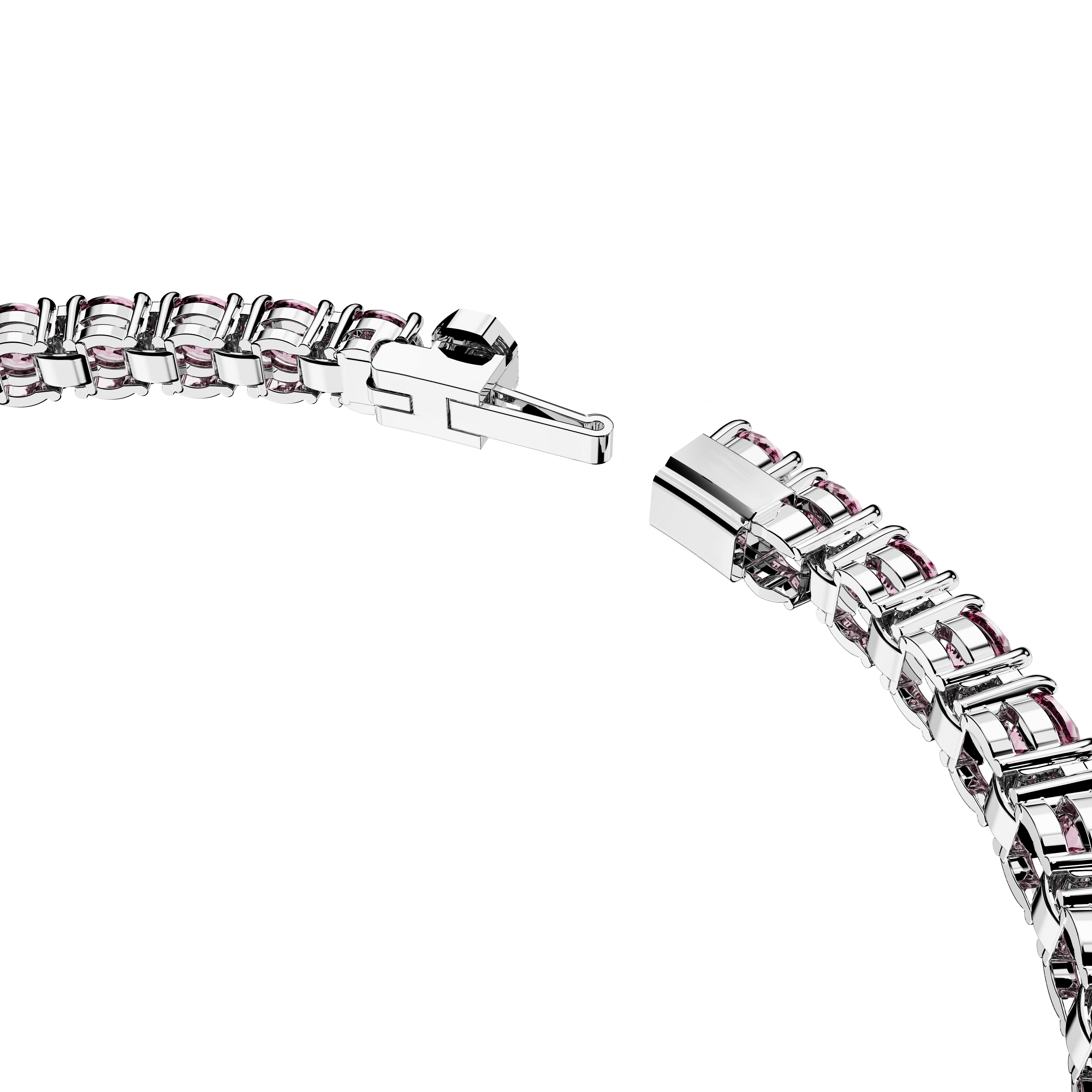 SWAROVSKI MATRIX TENNIS BRACELET, ROUND CUT, SMALL, PINK, RHODIUM PLATED