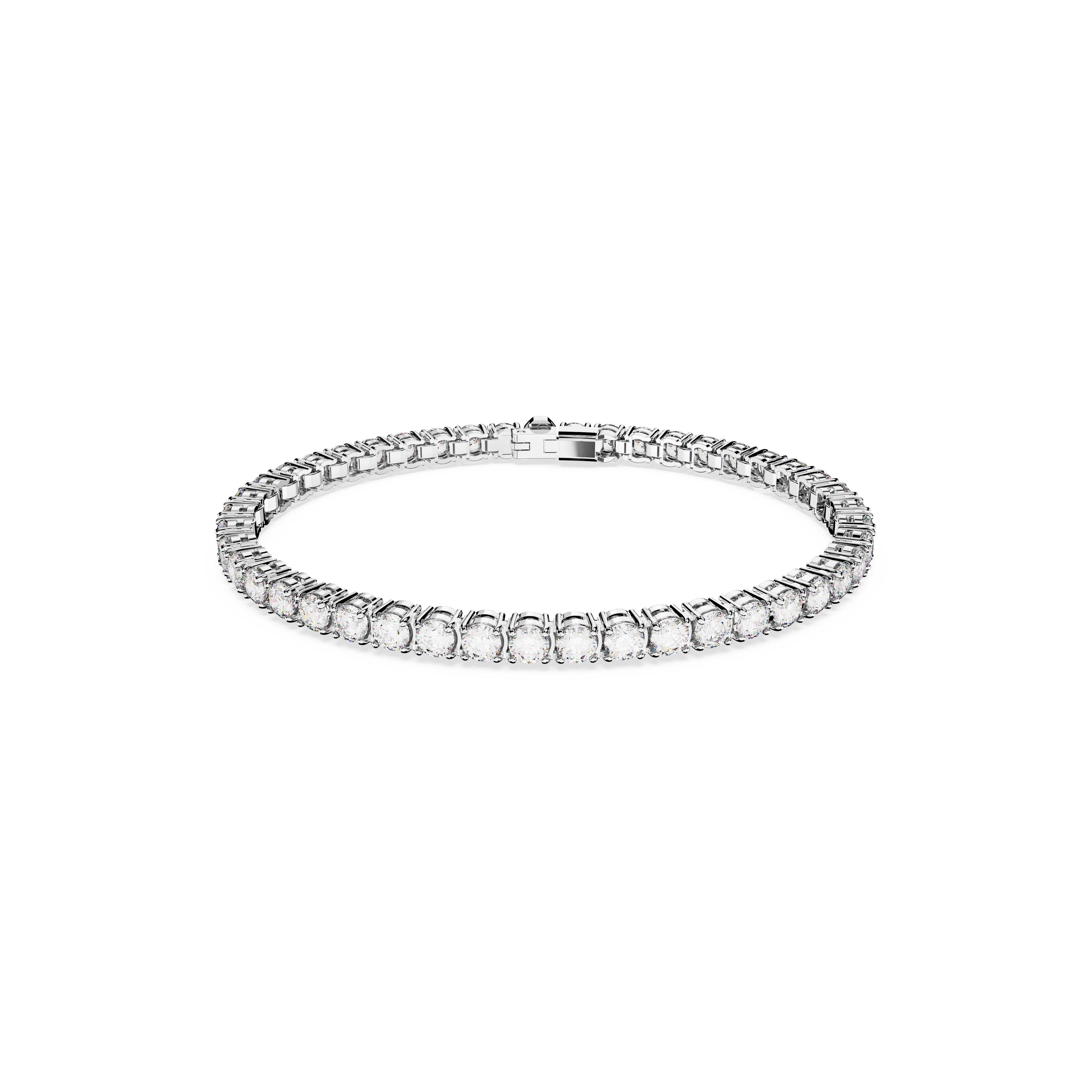 SWAROVSKI MATRIX TENNIS BRACELET, ROUND CUT, SMALL, WHITE, RHODIUM PLATED