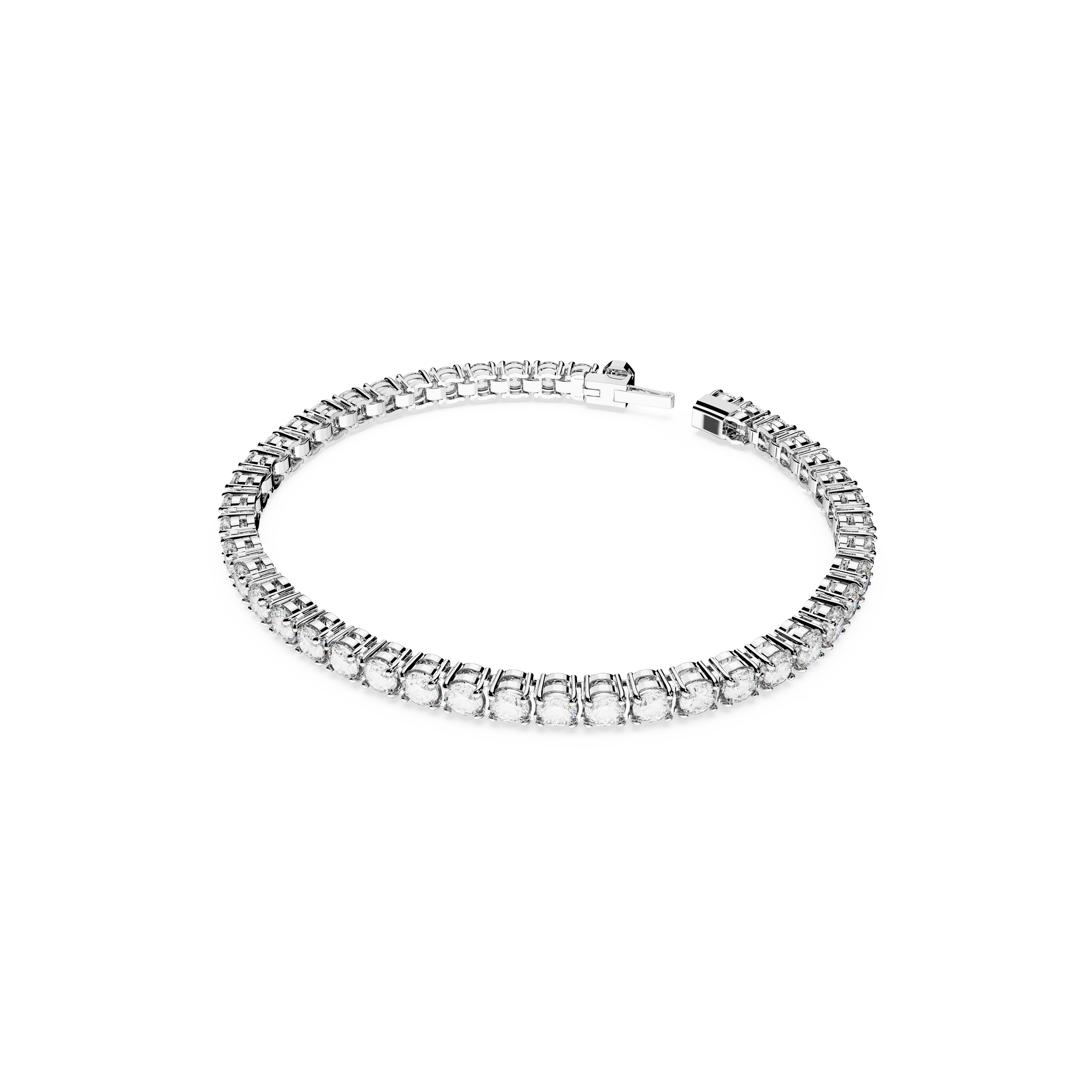 SWAROVSKI MATRIX TENNIS BRACELET, ROUND CUT, SMALL, WHITE, RHODIUM PLATED